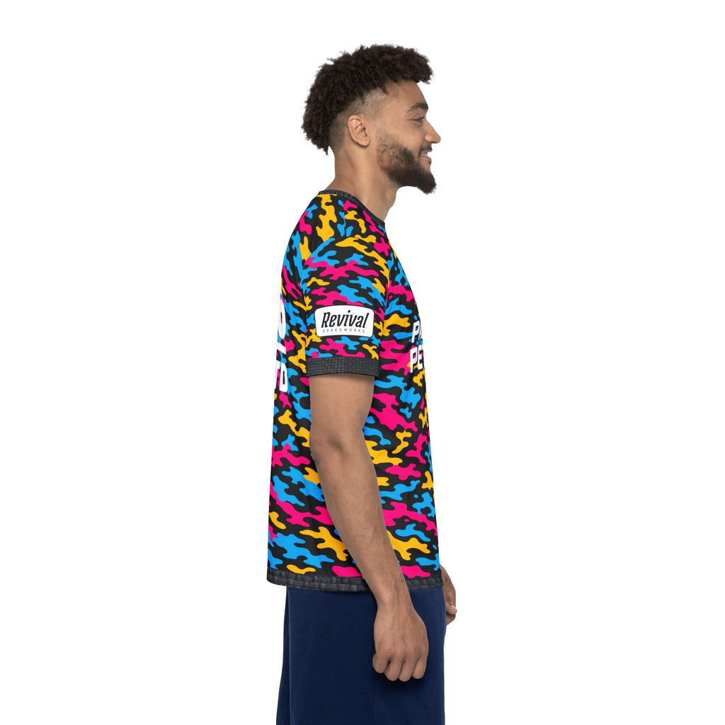 Paloma Petrol Neon Camo Racing Jersey — Men's Motorsport Sports Tee