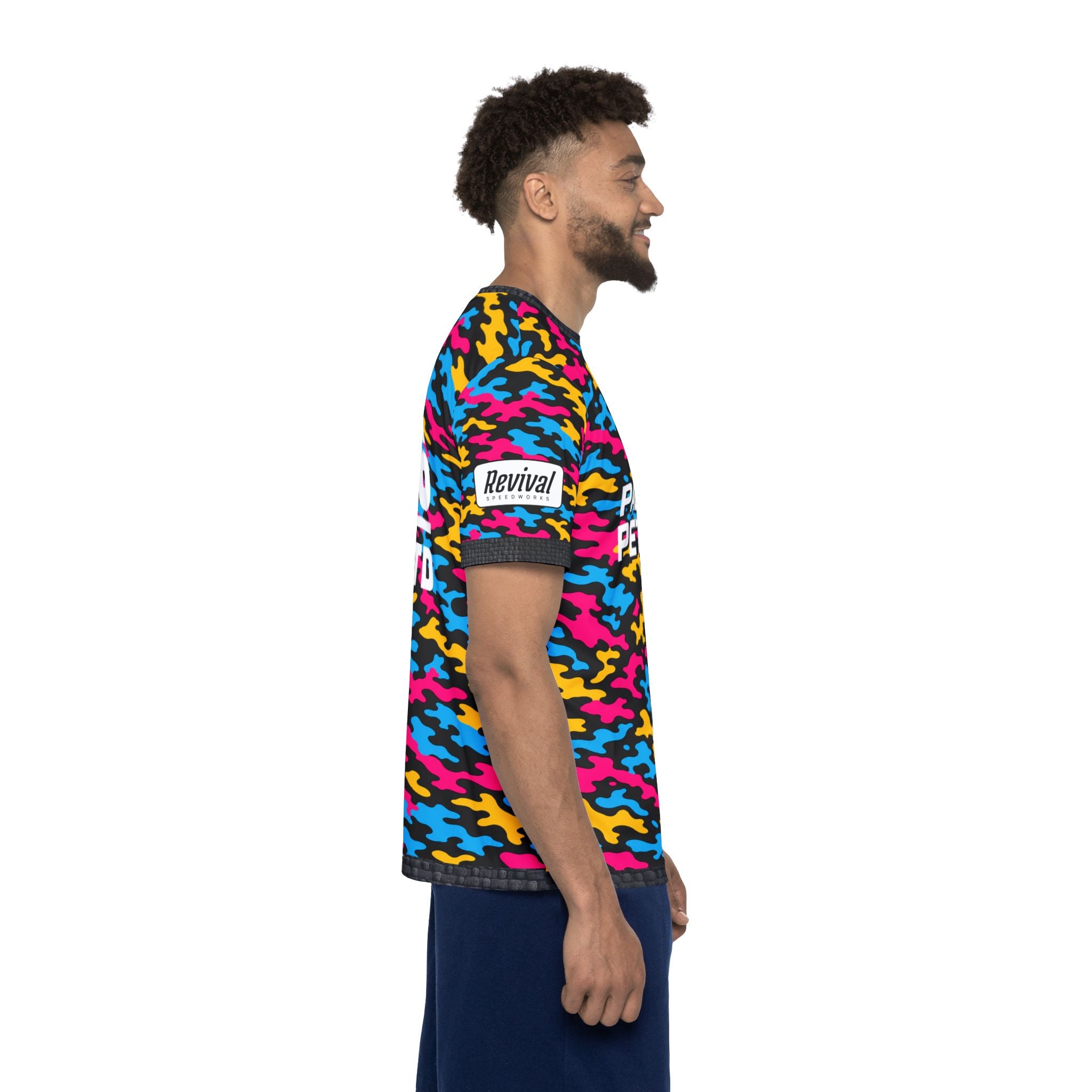 Paloma Petrol Neon Camo Racing Jersey — Men's Motorsport Sports Tee