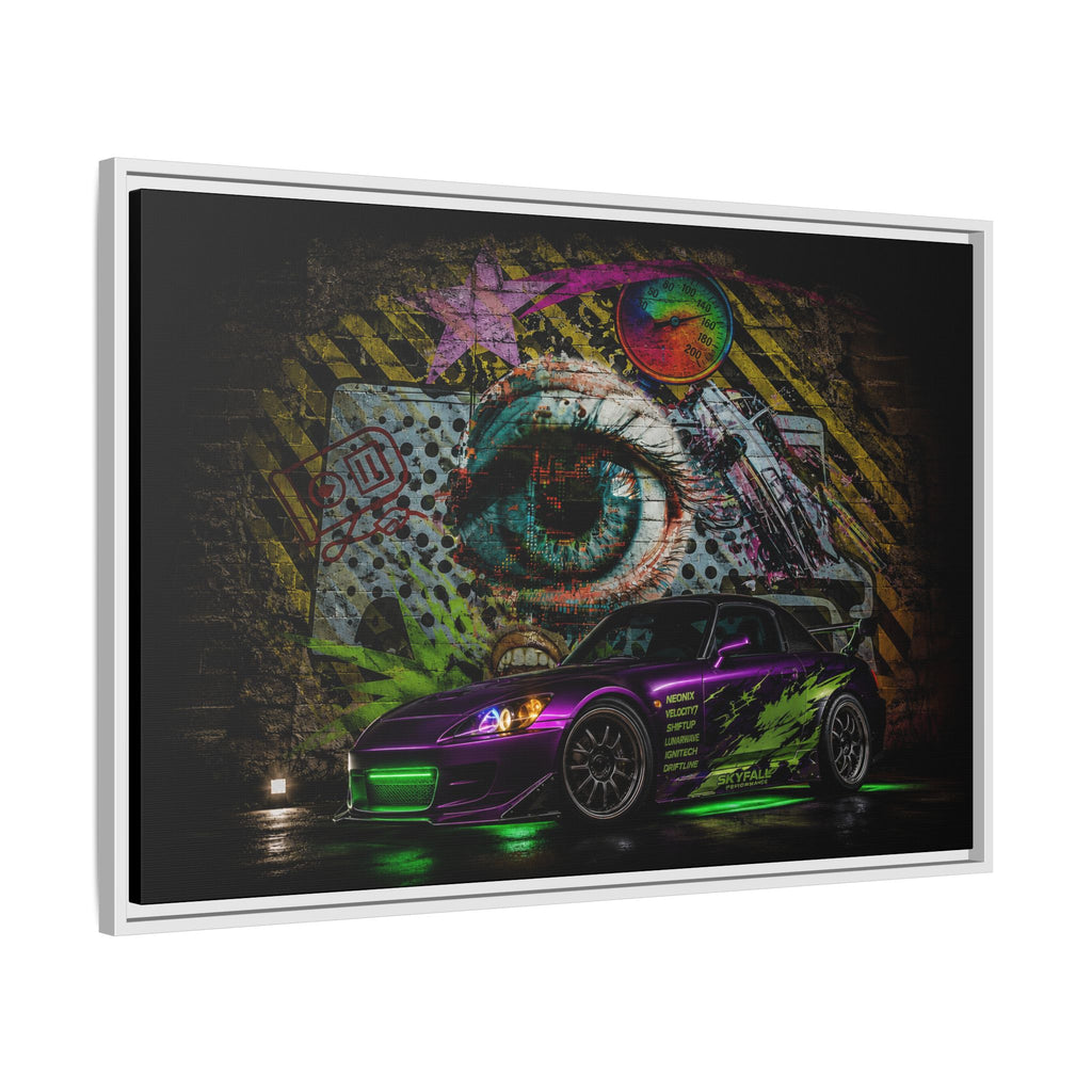 Graffiti Sports Car Matte Canvas - Framed Wall Art
