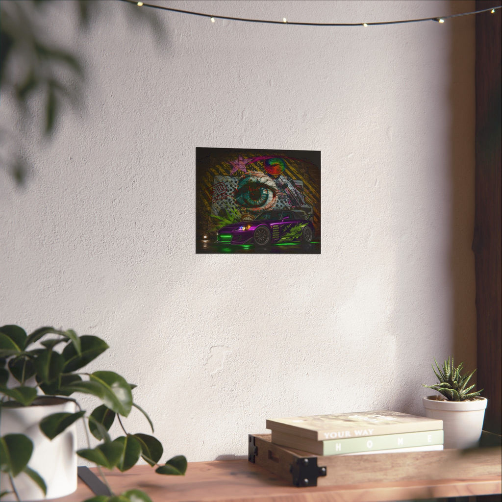 Graffiti Sports Car Matte Poster — Neon Drift Street Art Wall Print