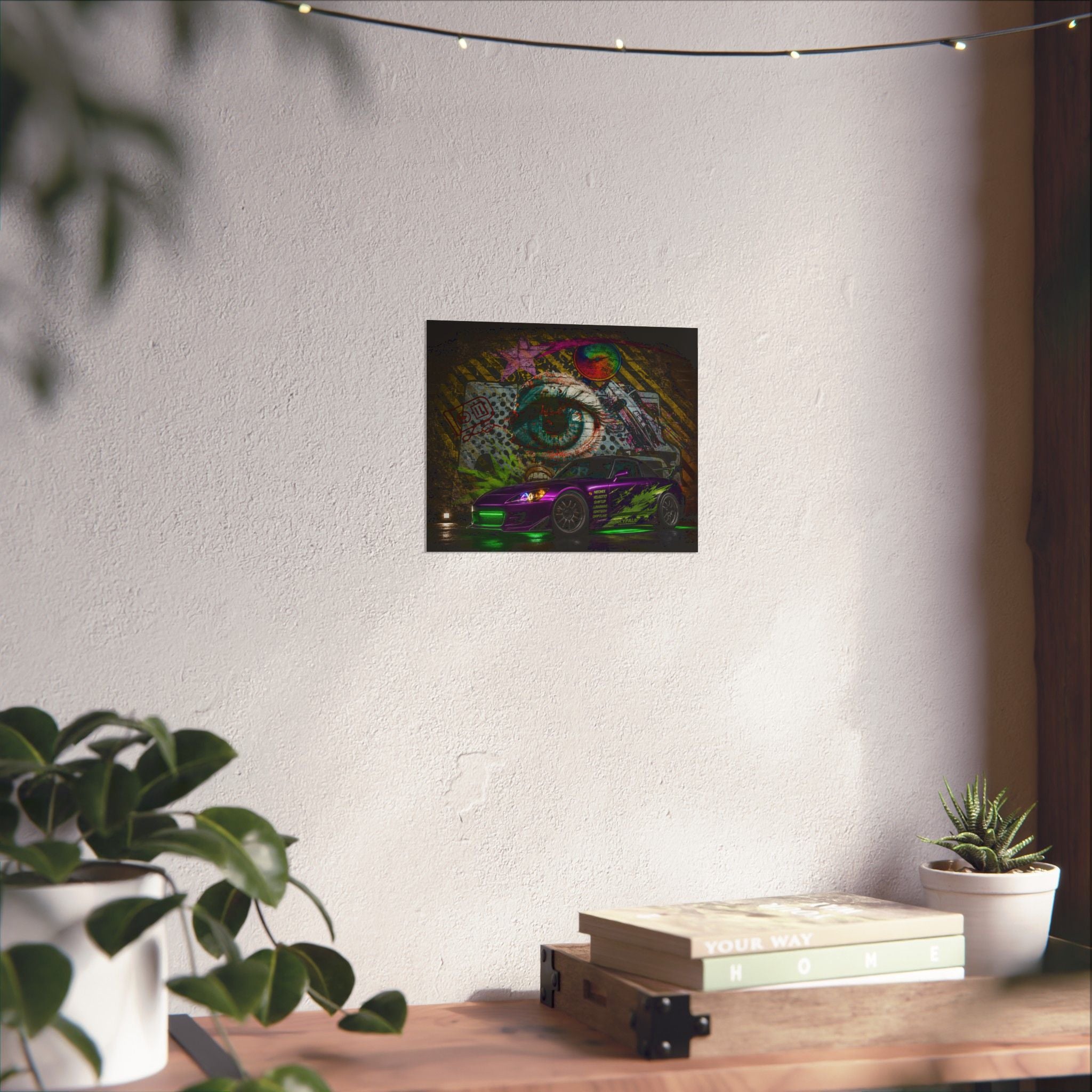 Graffiti Sports Car Matte Poster — Neon Drift Street Art Wall Print