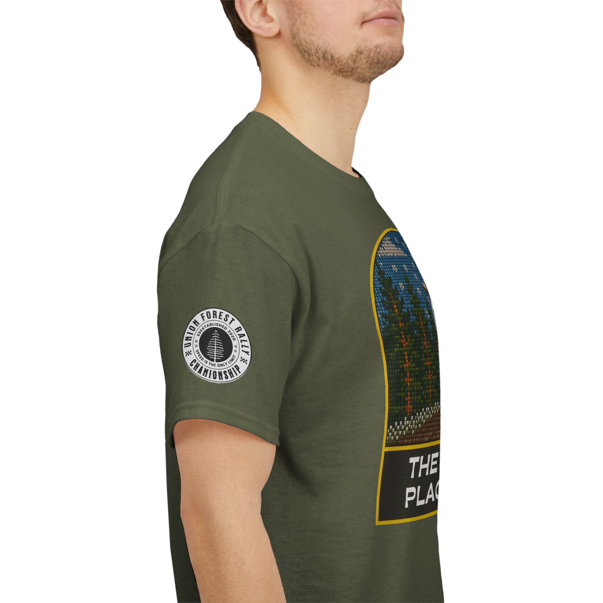 Forest Rally T‑Shirt – 'The Forest Is a Place of Magic' Cross-stitched Style Graphic