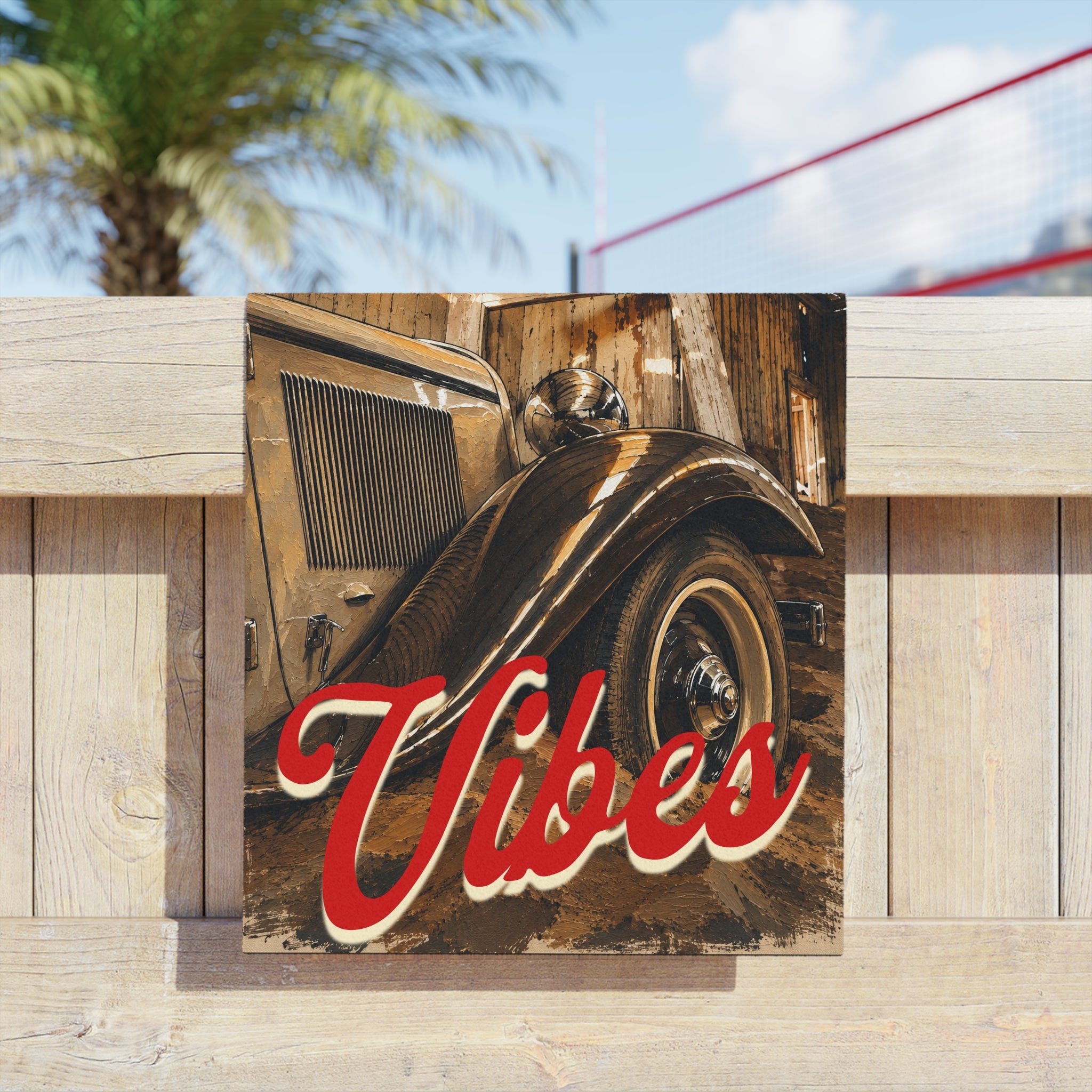 Vintage Vibes Beach Towel – Classic Retro Car Design