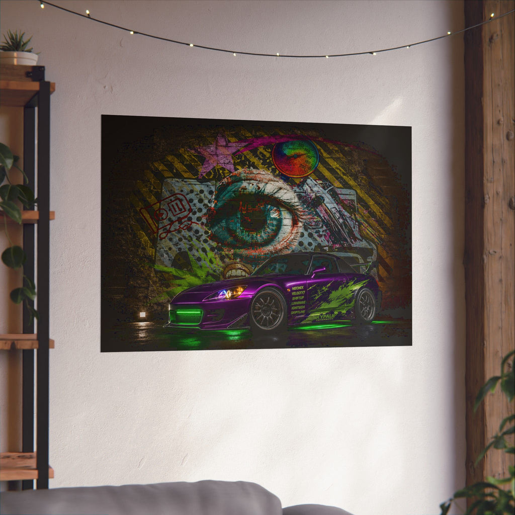 Graffiti Sports Car Matte Poster — Neon Drift Street Art Wall Print
