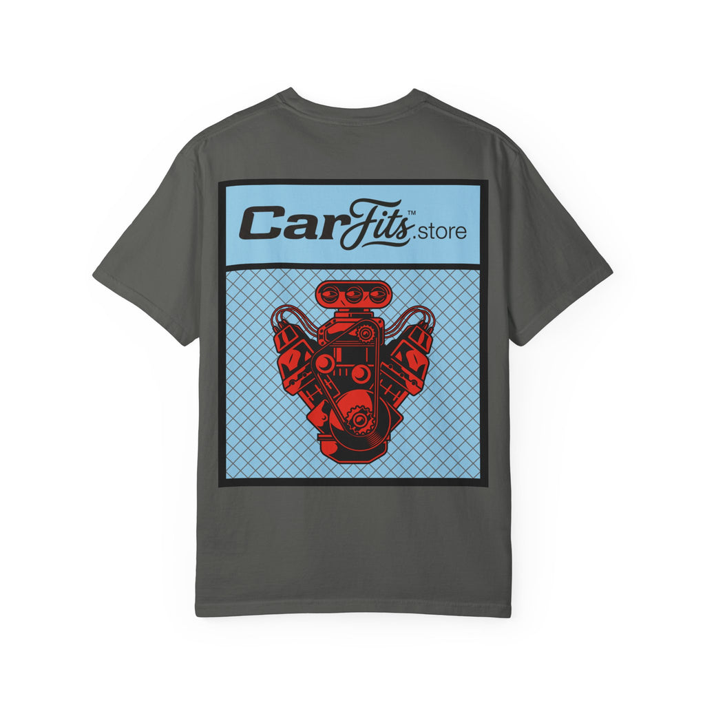 CarFits.store Big Prints T-Shirt — Retro Engine & Scenic Drive