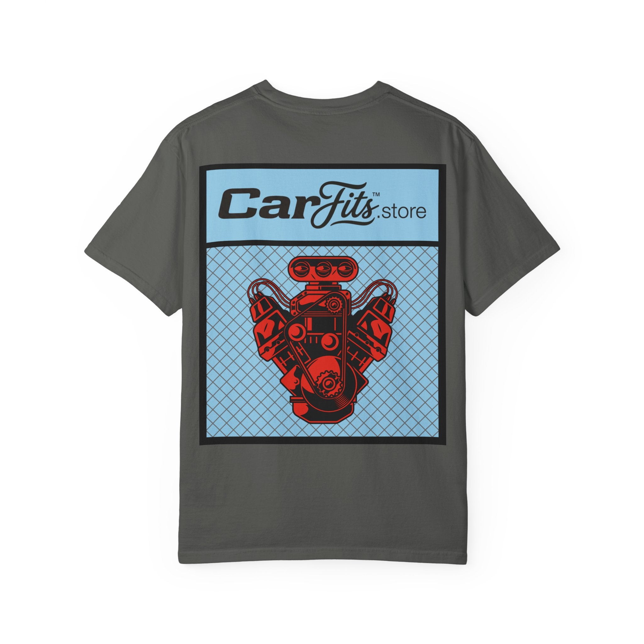 CarFits.store Big Prints T-Shirt — Retro Engine & Scenic Drive