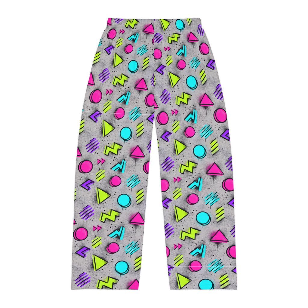 Men's Pajama Pants — Retro 80s Neon Geometric Lounge Pants