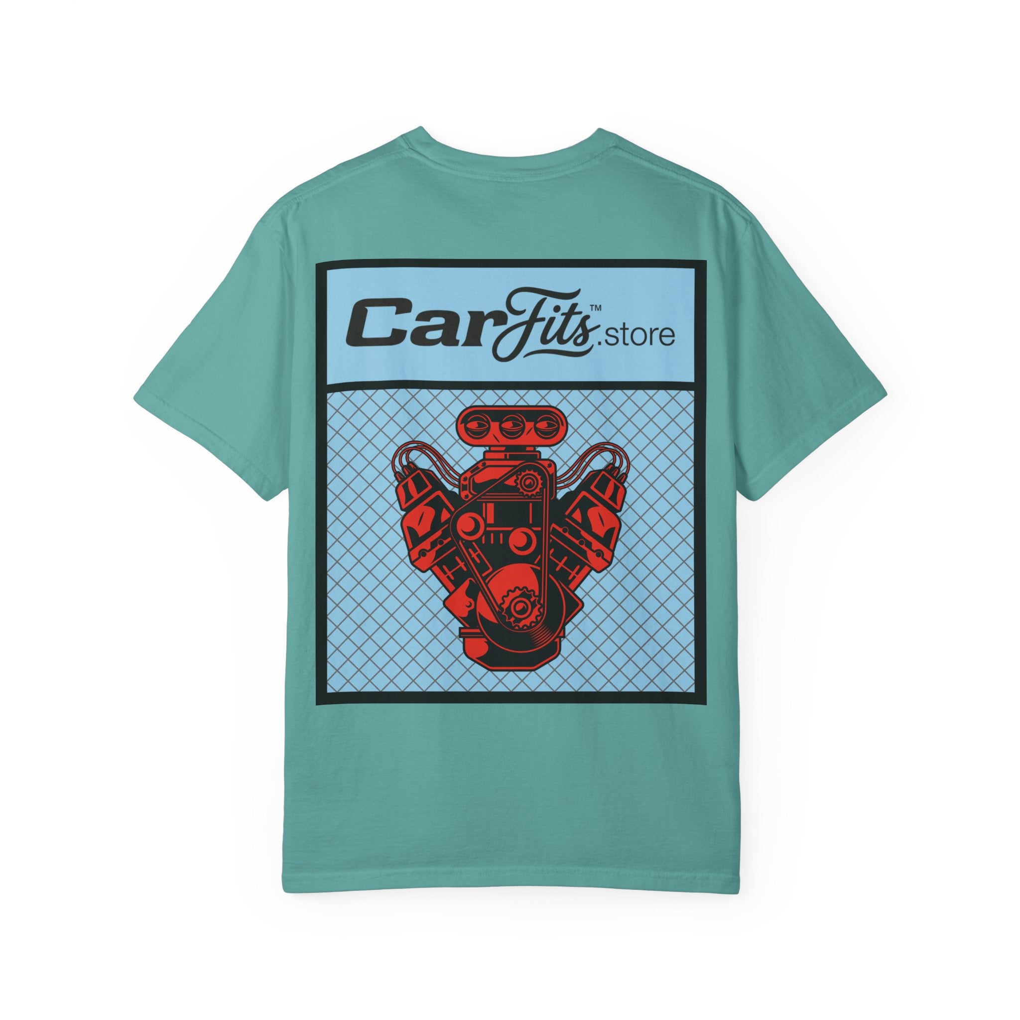 CarFits.store Big Prints T-Shirt — Retro Engine & Scenic Drive