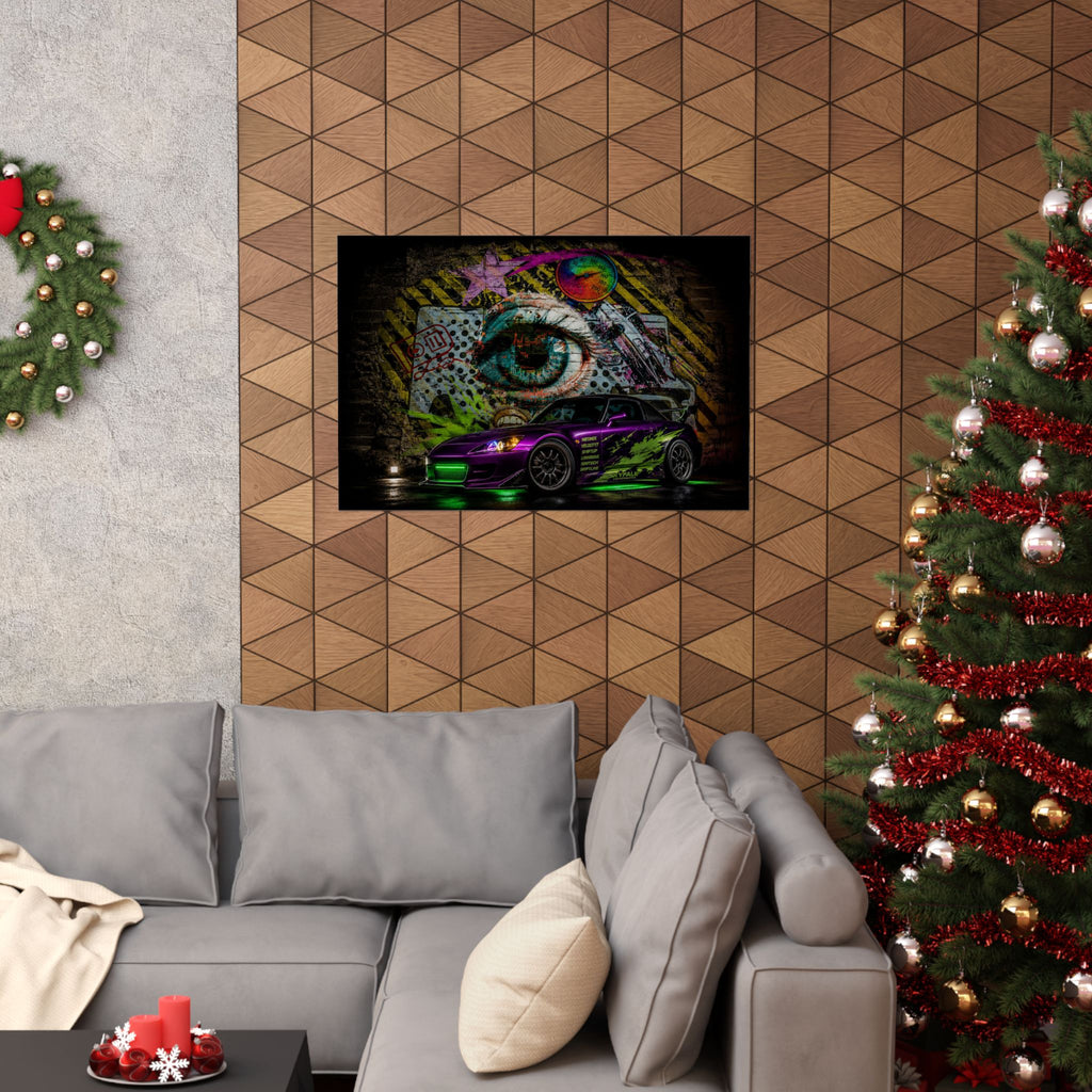 Graffiti Sports Car Matte Poster — Neon Drift Street Art Wall Print