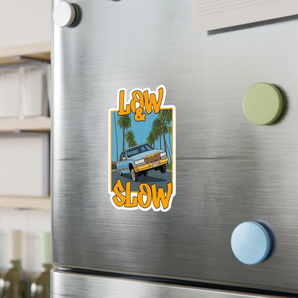 Low & Slow Car Sticker — Vintage Lowrider Kiss-Cut Vinyl Decal