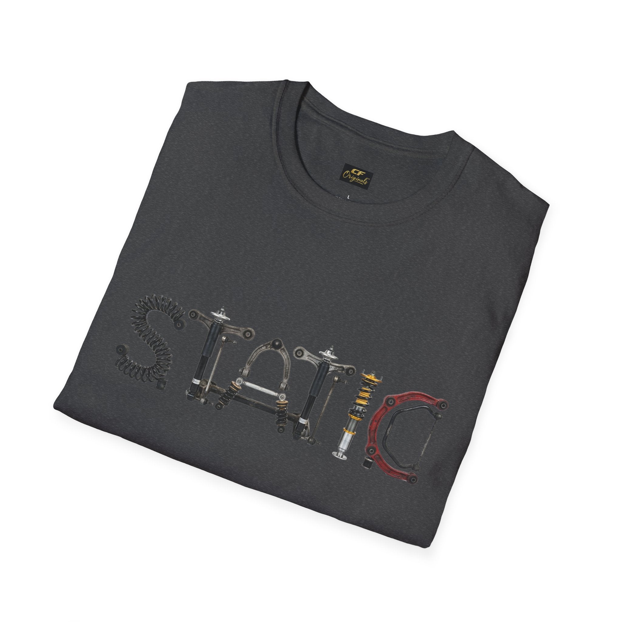 Static Graphic T-Shirt — Industrial Parts Lettering Tee