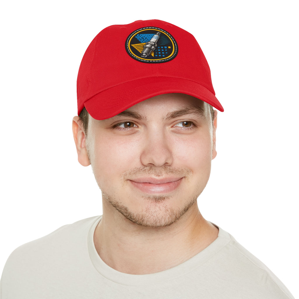 Spark Plug Patch Dad Hat — Vintage Automotive Mechanic Cap