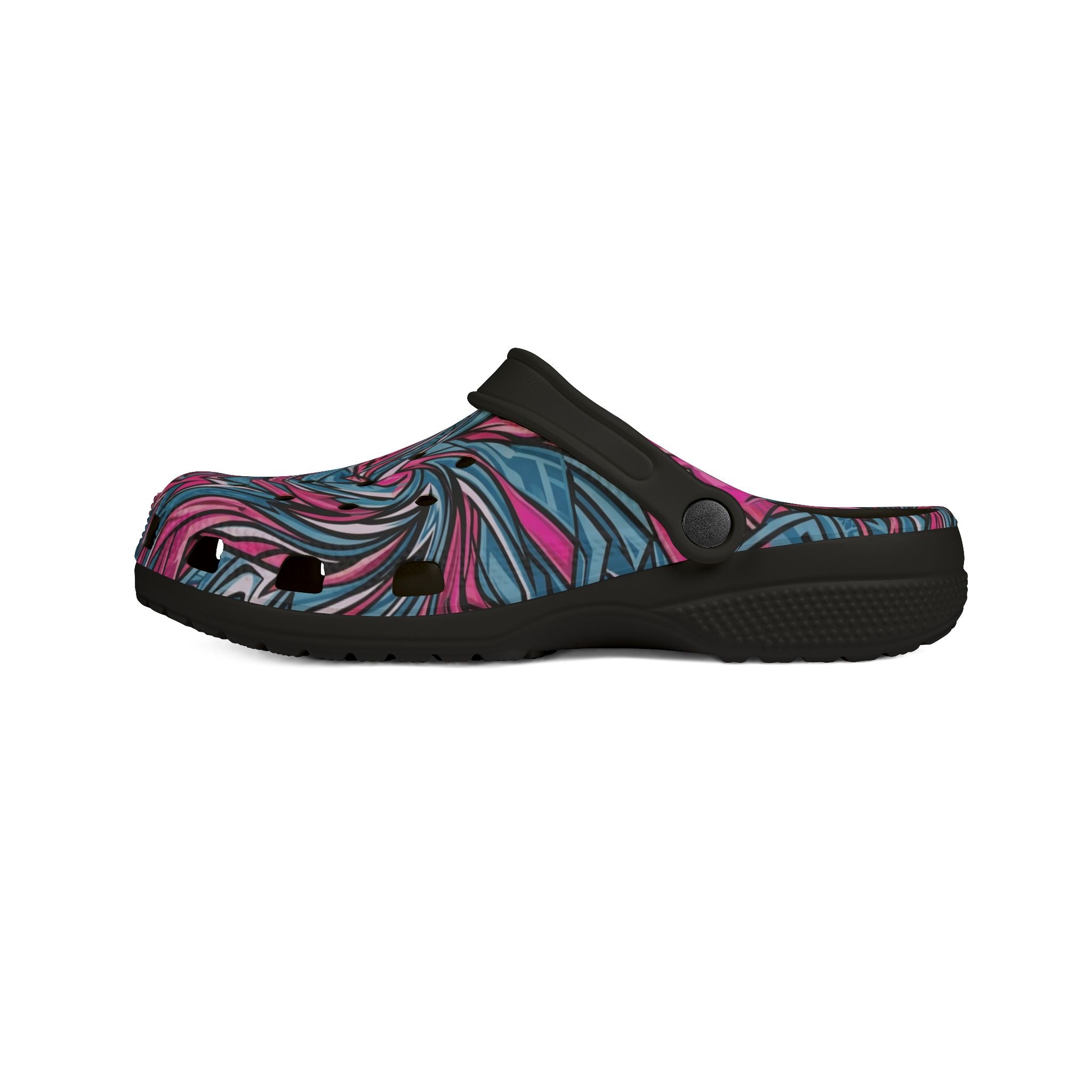 Pink & Teal Abstract Mosaic EVA Clogs — Patterned Slip-On Foam Shoes