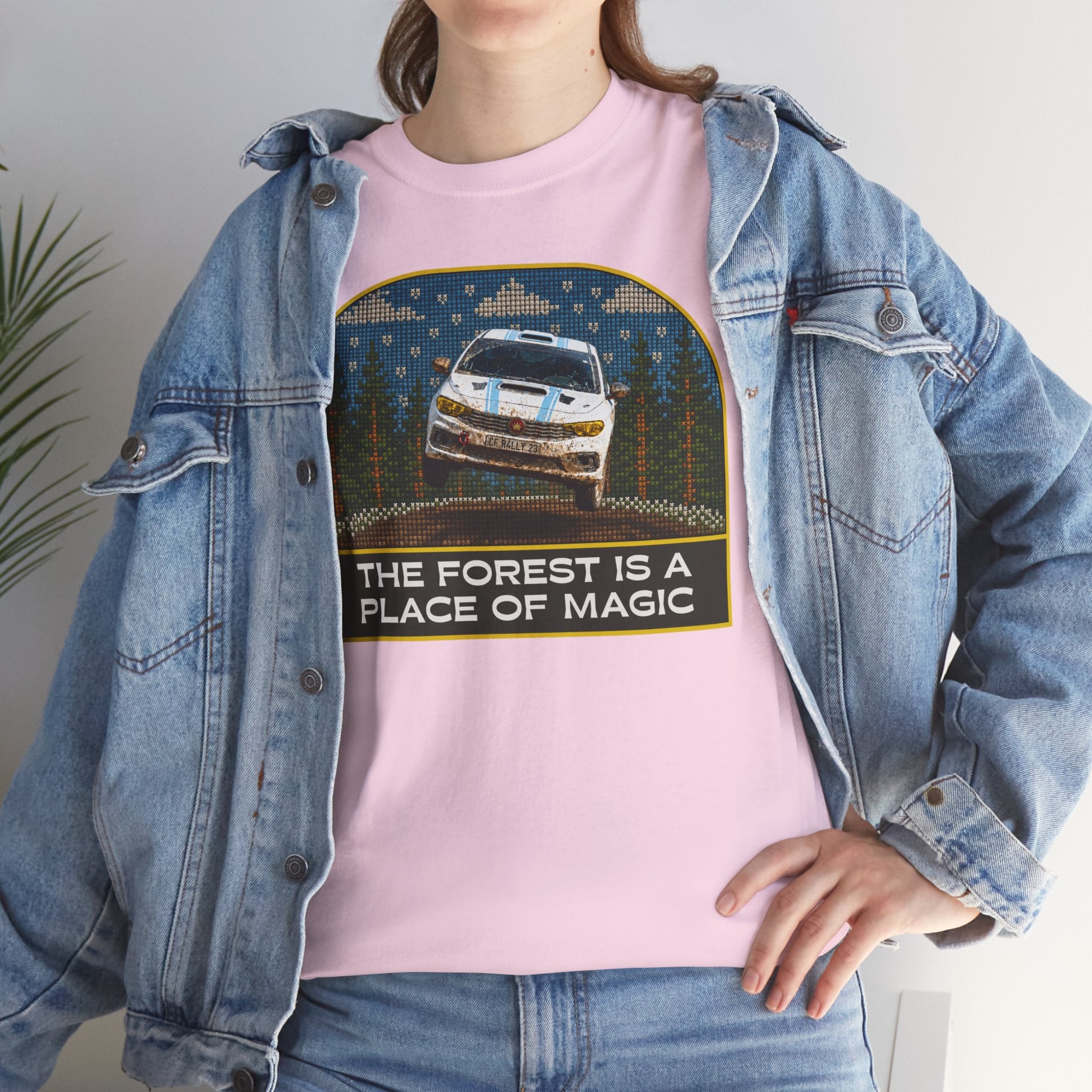 Forest Rally T‑Shirt – 'The Forest Is a Place of Magic' Cross-stitched Style Graphic