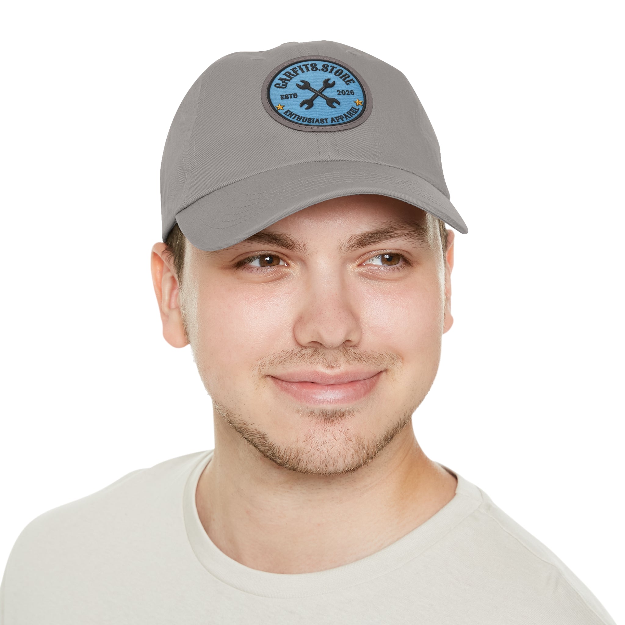 Mechanic Logo Dad Hat — Leather Patch Cap