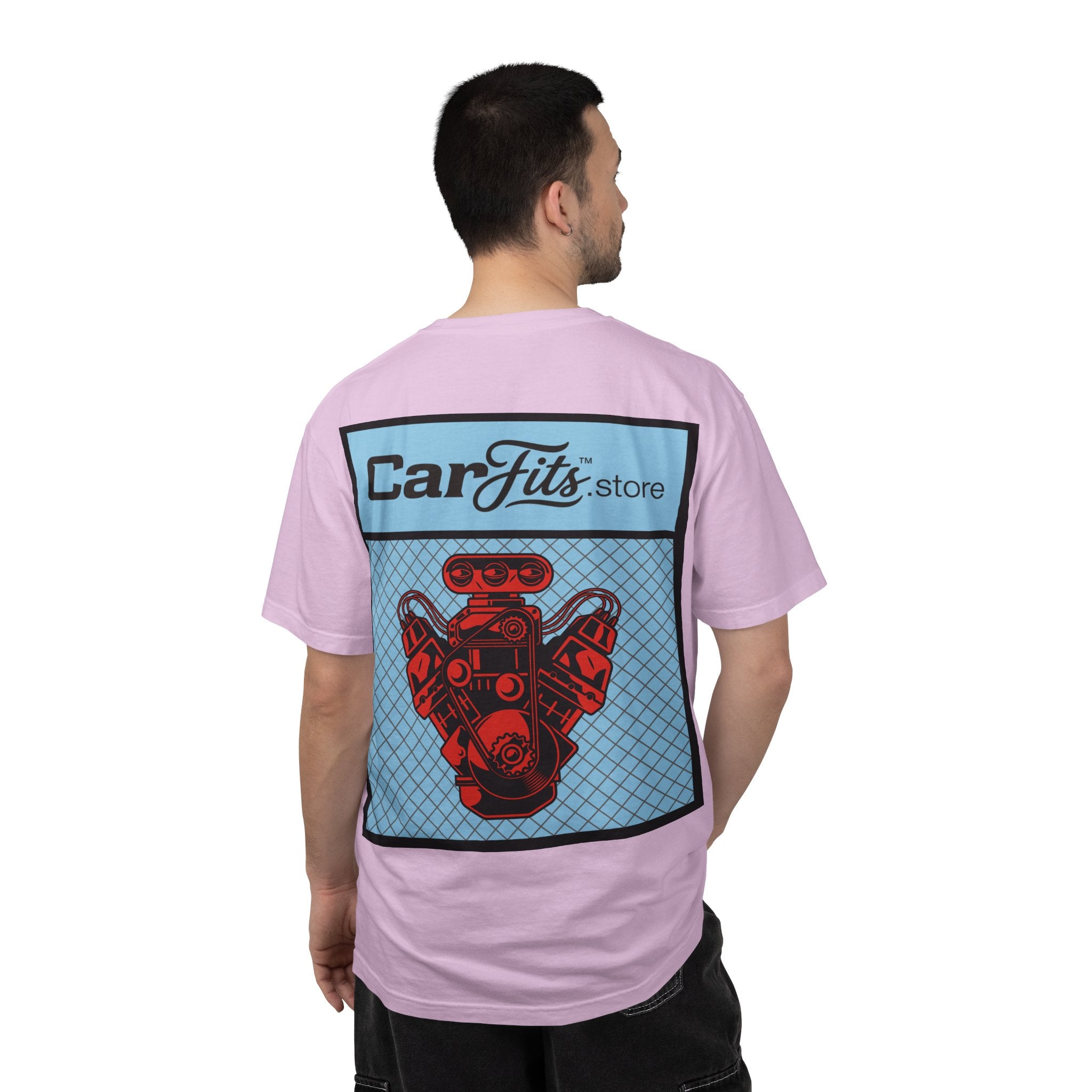 CarFits.store Big Prints T-Shirt — Retro Engine & Scenic Drive