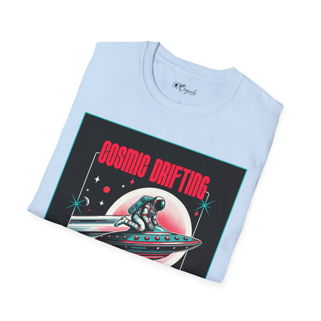 Cosmic Drifting T-Shirt — Retro Astronaut & UFO Vintage Space Tee