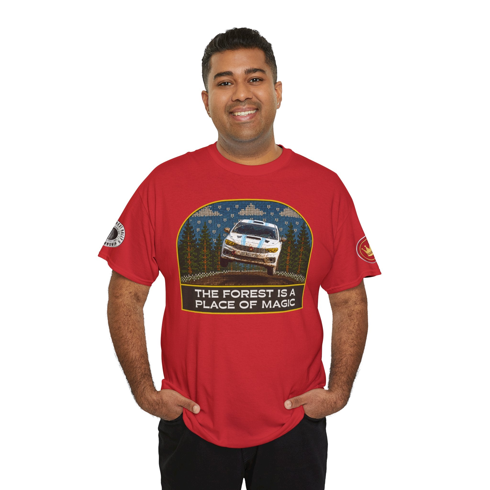 Forest Rally T‑Shirt – 'The Forest Is a Place of Magic' Cross-stitched Style Graphic