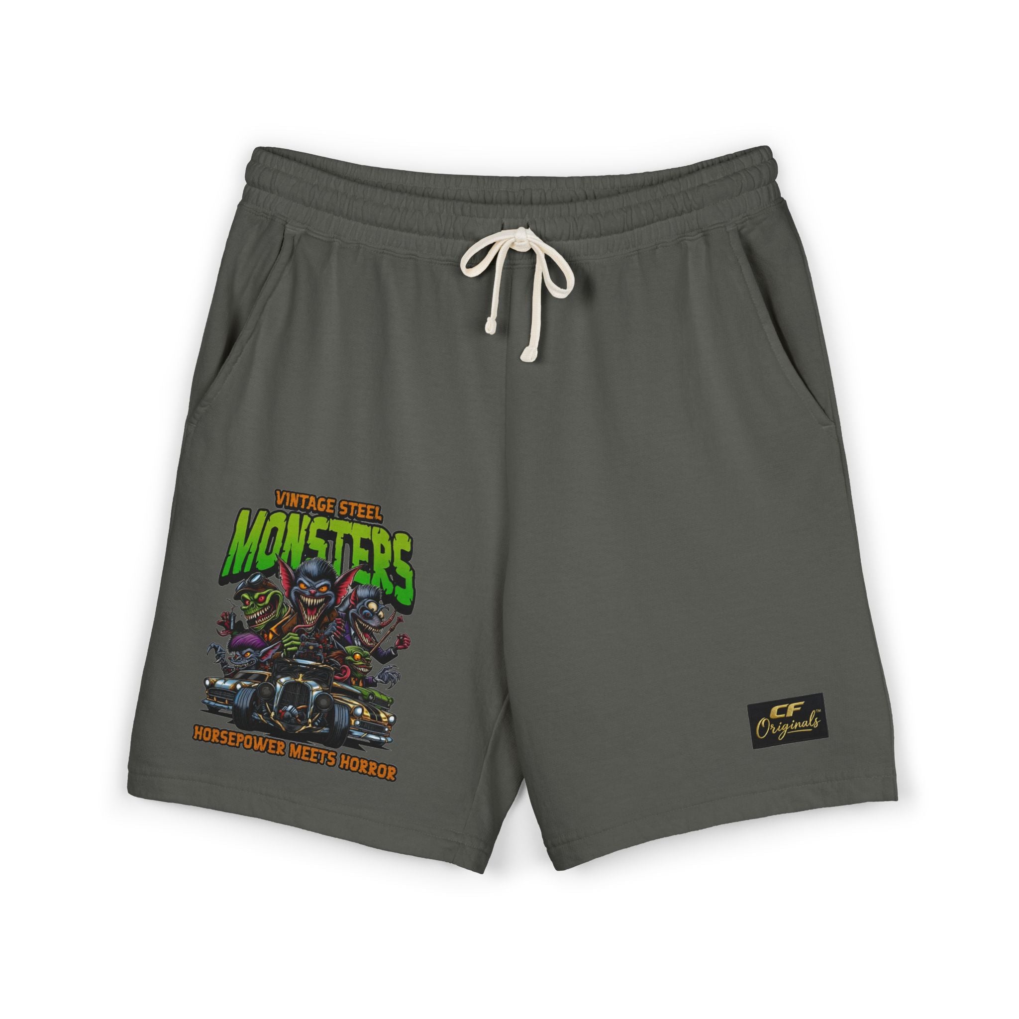 Monster Crew Sweat Shorts — Graphic Fleece Lounge Shorts