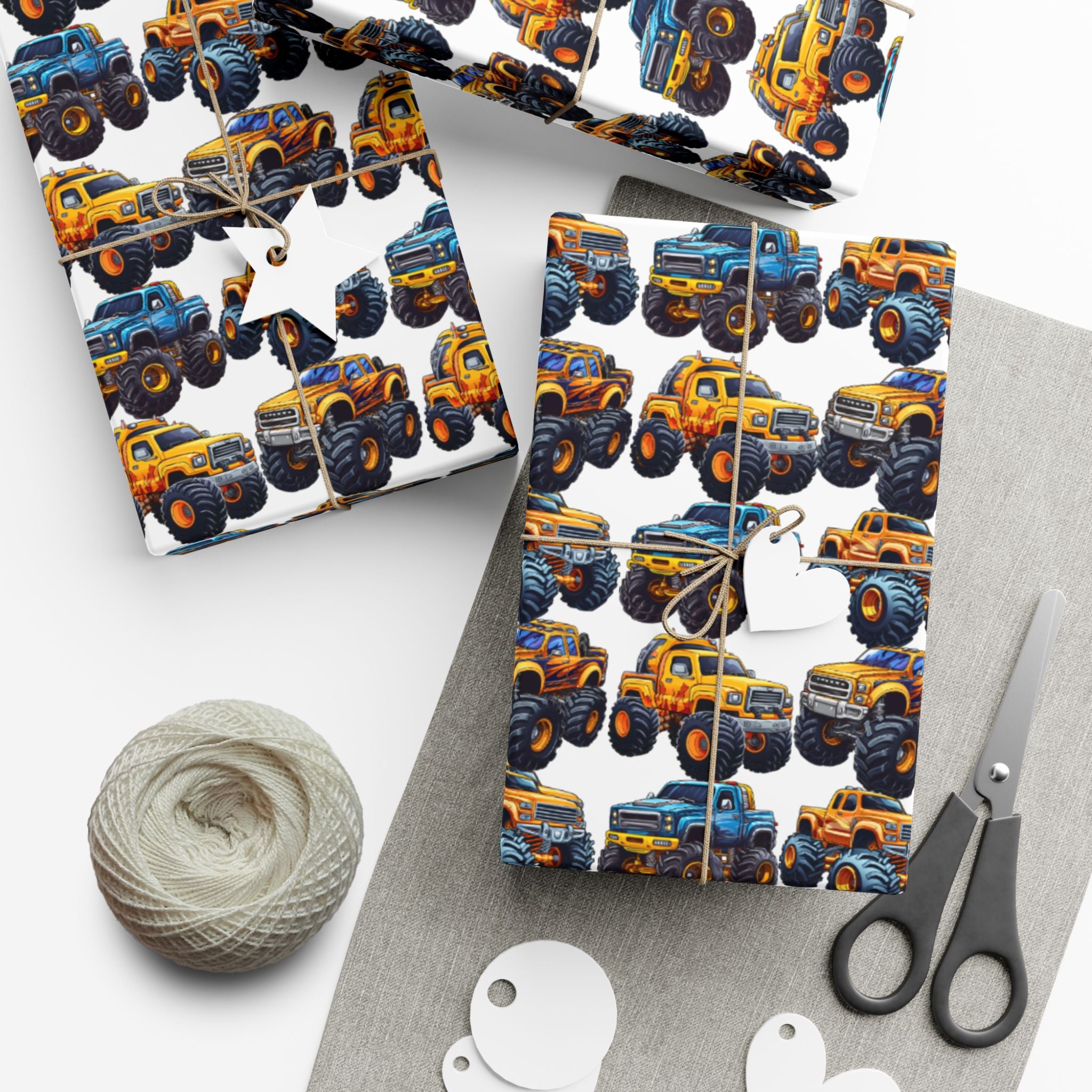 Monster Truck Gift Wrap Paper – Kids' Birthday Wrapping Sheets