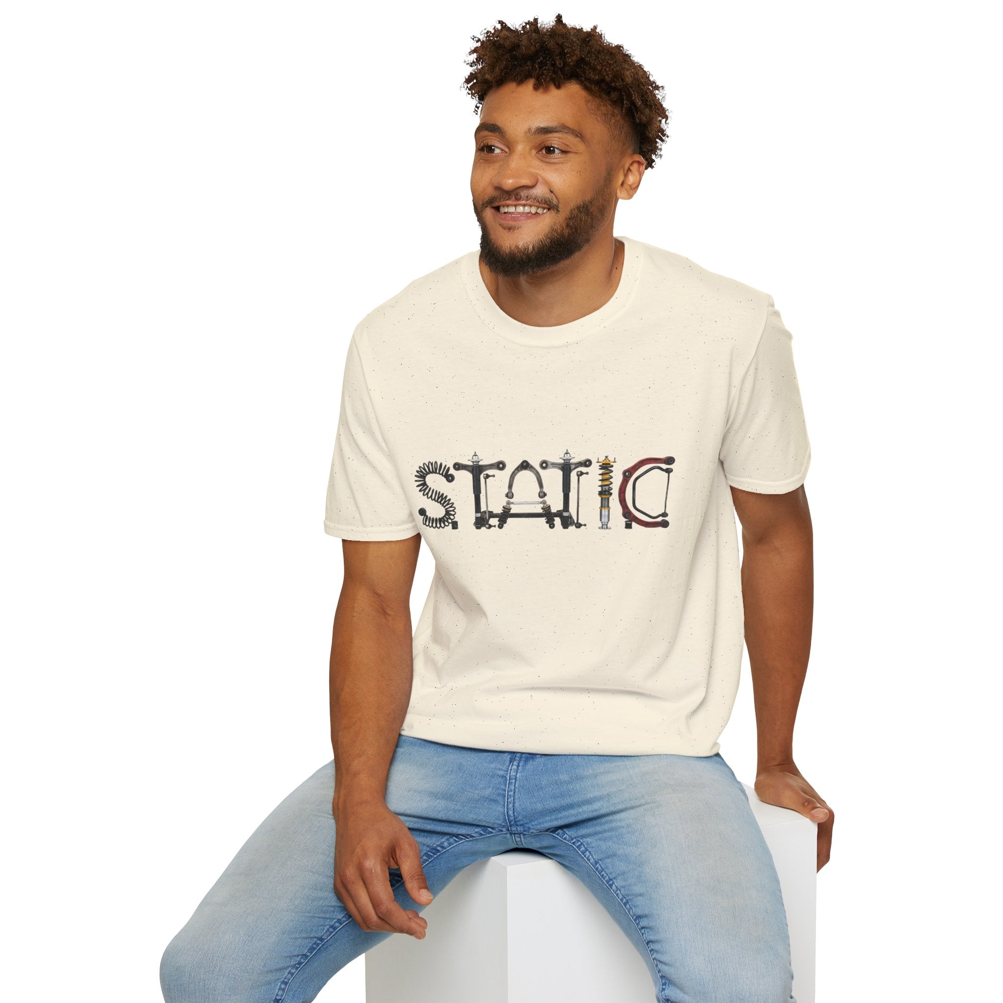 Static Graphic T-Shirt — Industrial Parts Lettering Tee