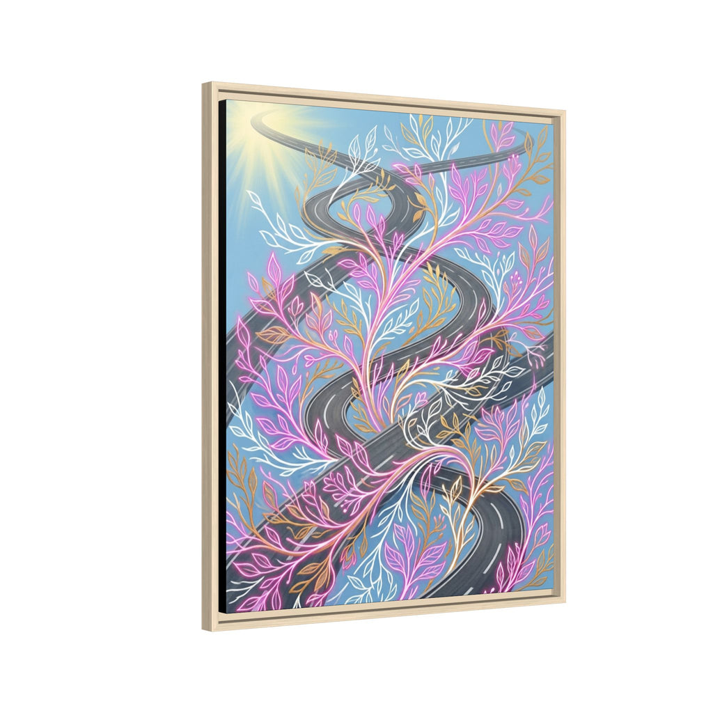 Framed Matte Canvas Floral Vines Wall Art — Pastel Botanical Abstract