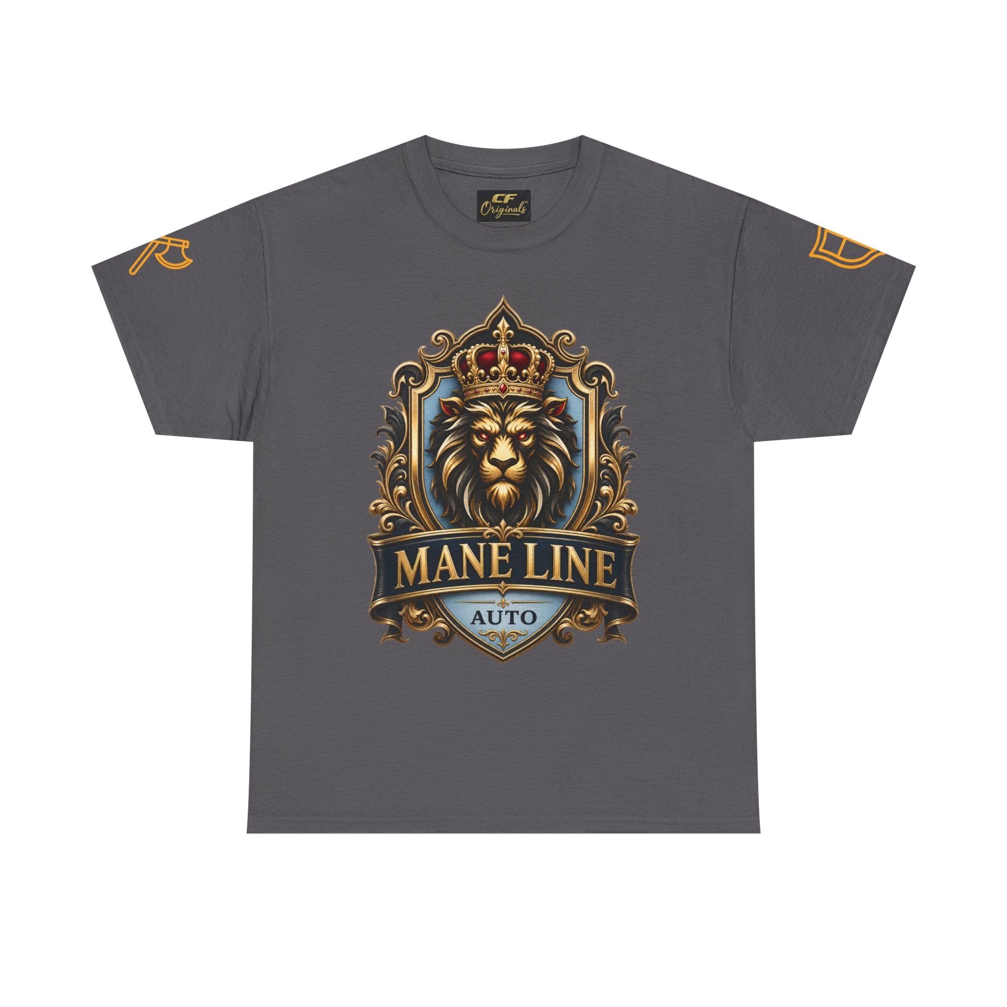 Lion Crest Tee — "Mane Line Auto" Vintage Heraldic Graphic Shirt