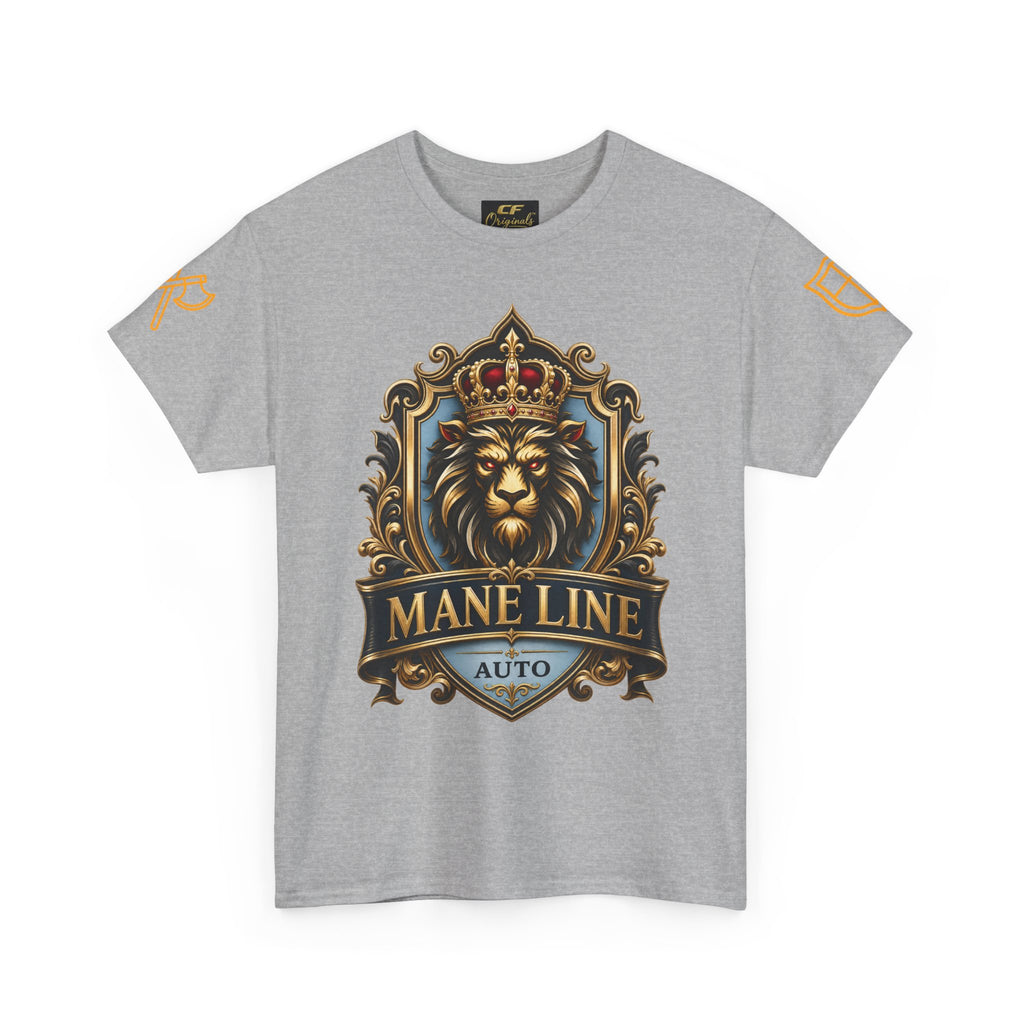 Lion Crest Tee — "Mane Line Auto" Vintage Heraldic Graphic Shirt