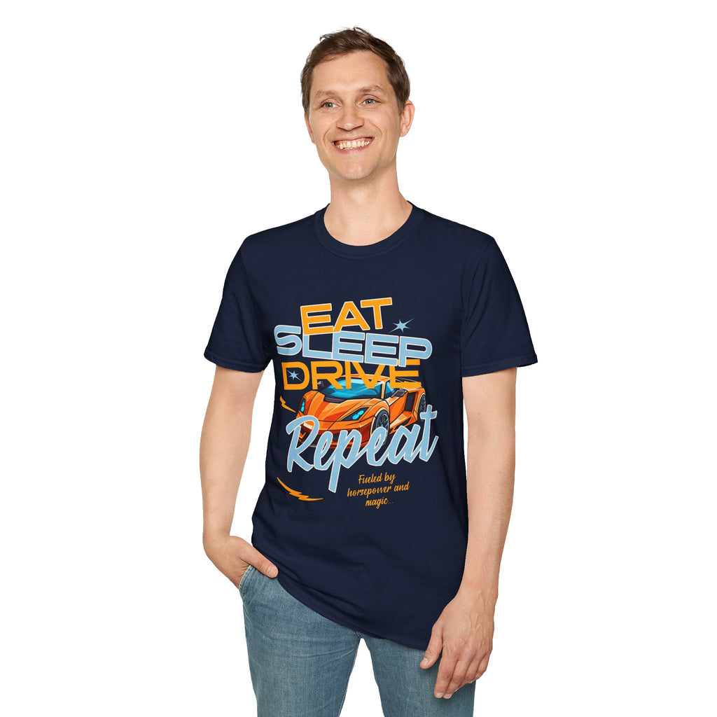 Eat Sleep Drive Repeat T-Shirt — Racing Car Graphic Tee for Motorsport Fans
