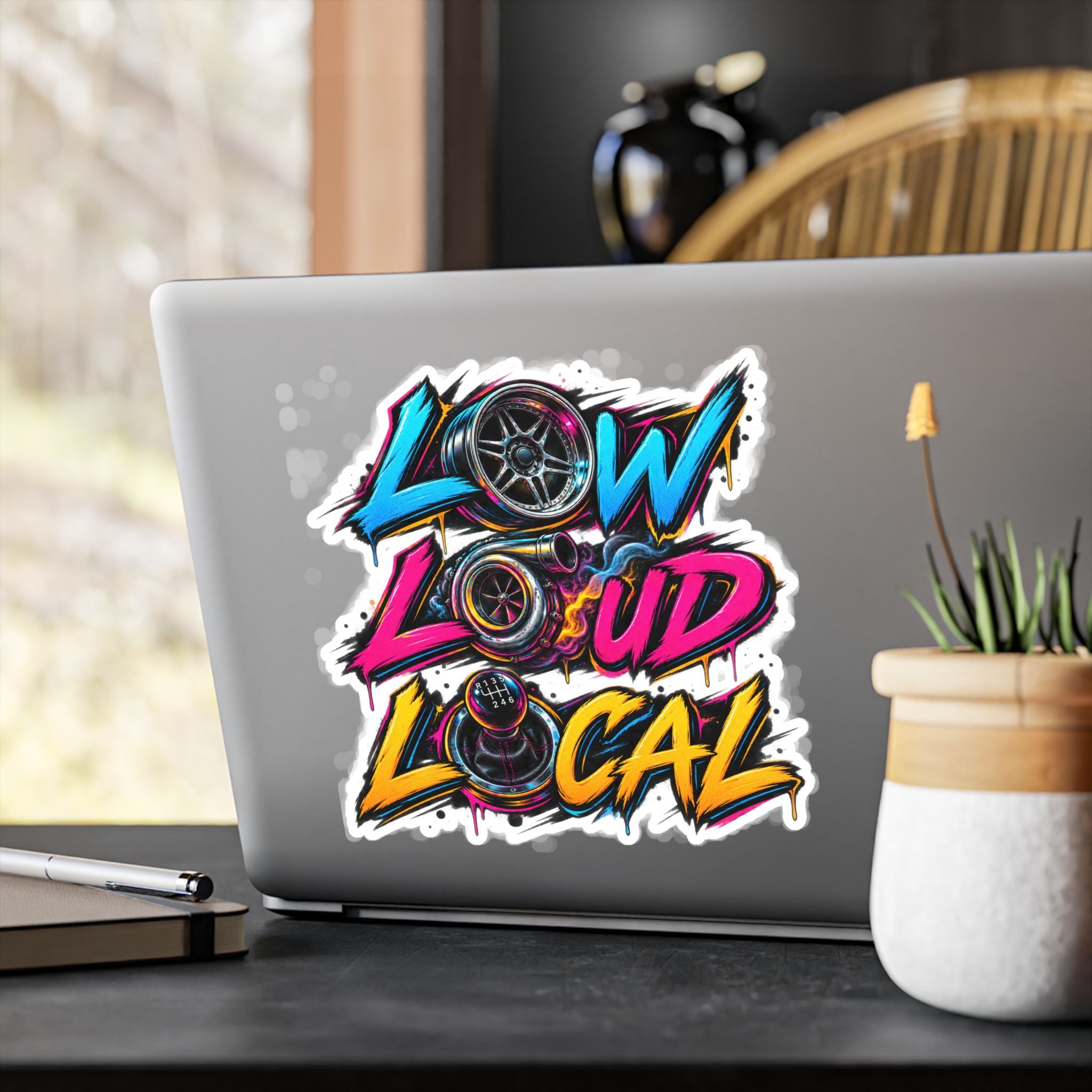 'Low Loud Local' Kiss-Cut Vinyl Sticker — Car Audio & Bass Lovers Decal