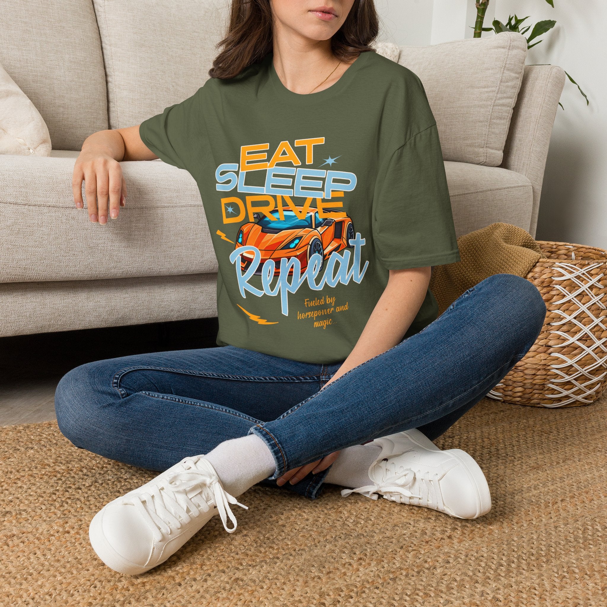 Eat Sleep Drive Repeat T-Shirt — Racing Car Graphic Tee for Motorsport Fans