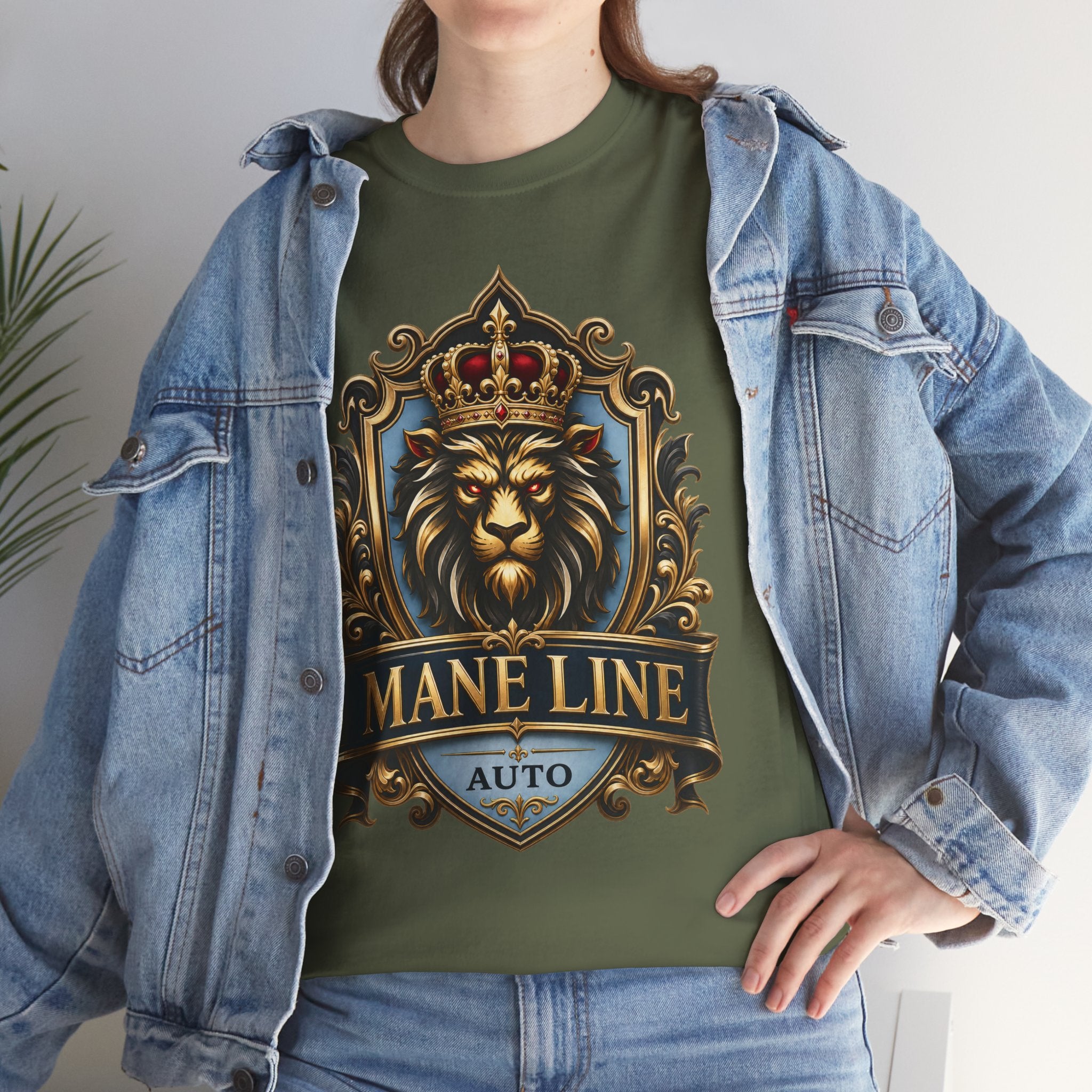 Lion Crest Tee — "Mane Line Auto" Vintage Heraldic Graphic Shirt