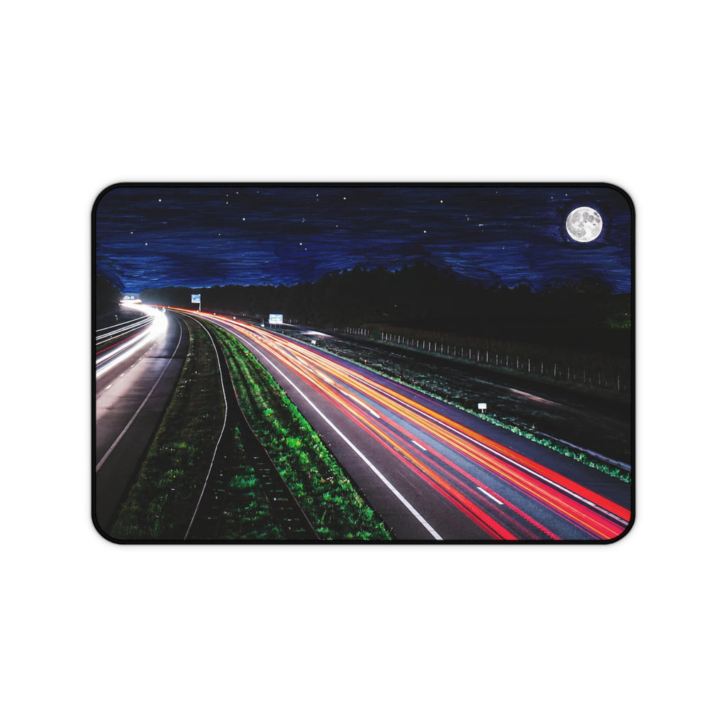 Night Highway Desk Mat – Long Exposure and Marker Mouse Pad