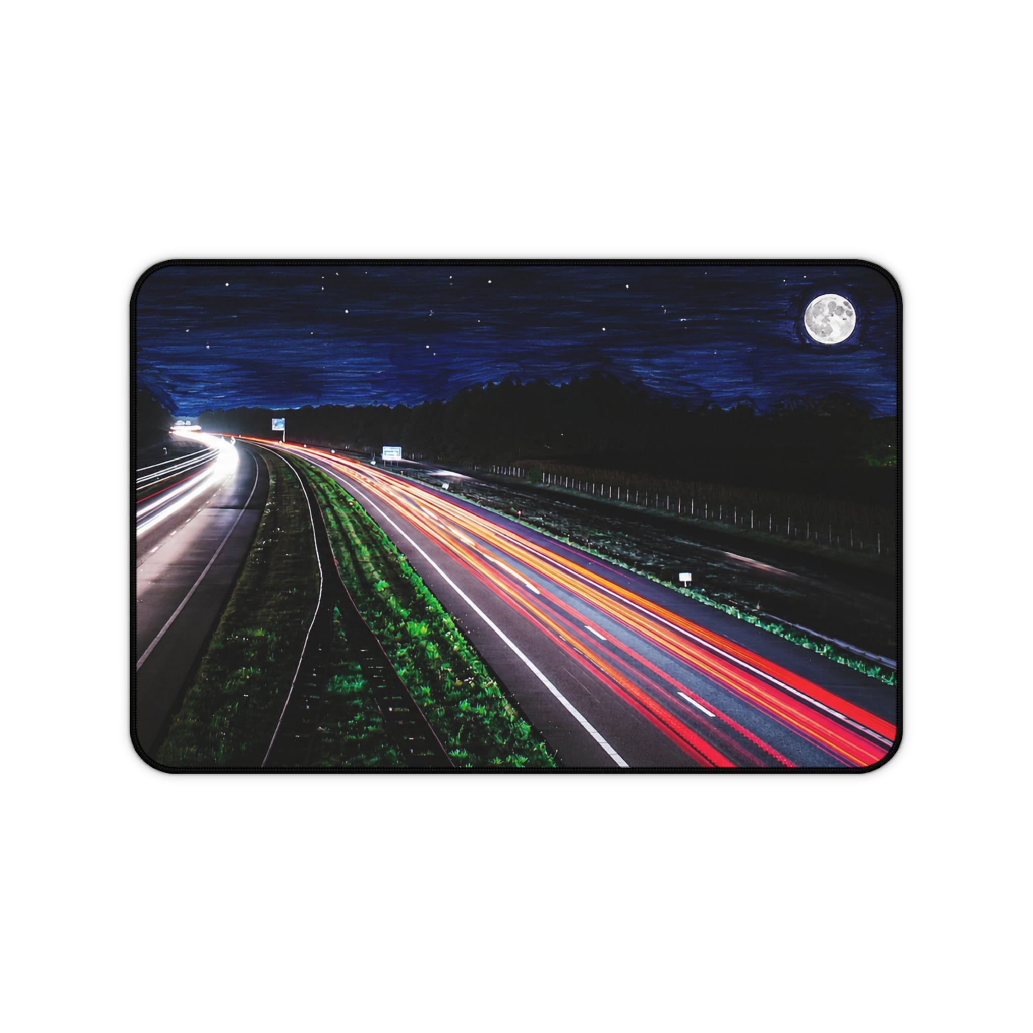 Night Highway Desk Mat – Long Exposure and Marker Mouse Pad
