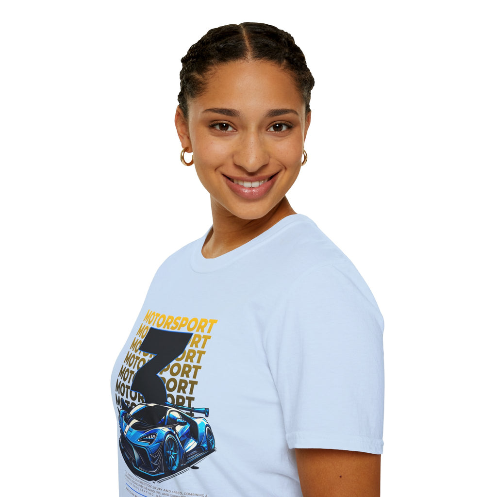 Motorsport No.3 Racing T‑Shirt — Blue Supercar Graphic Tee