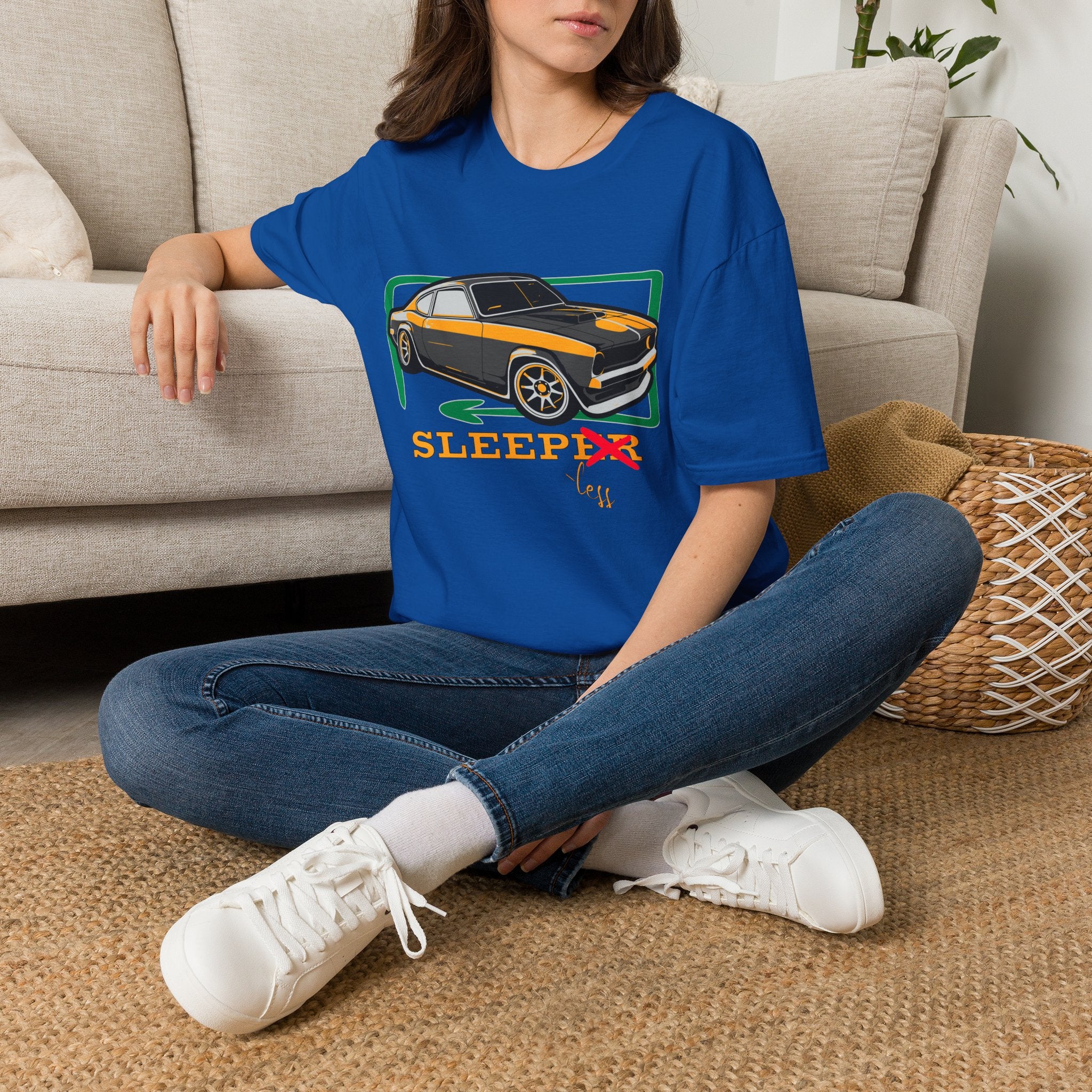 Classic Muscle Car T-Shirt — Retro 'Sleepless' Graphic Tee