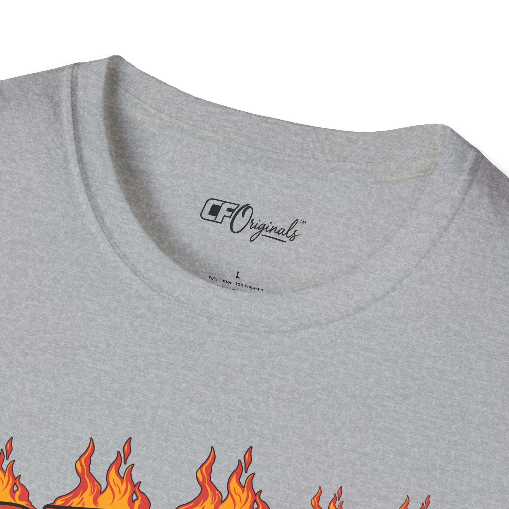 Racing 'BURN' Graphic Tee — Retro Flaming Racecar Chicago Track Shirt