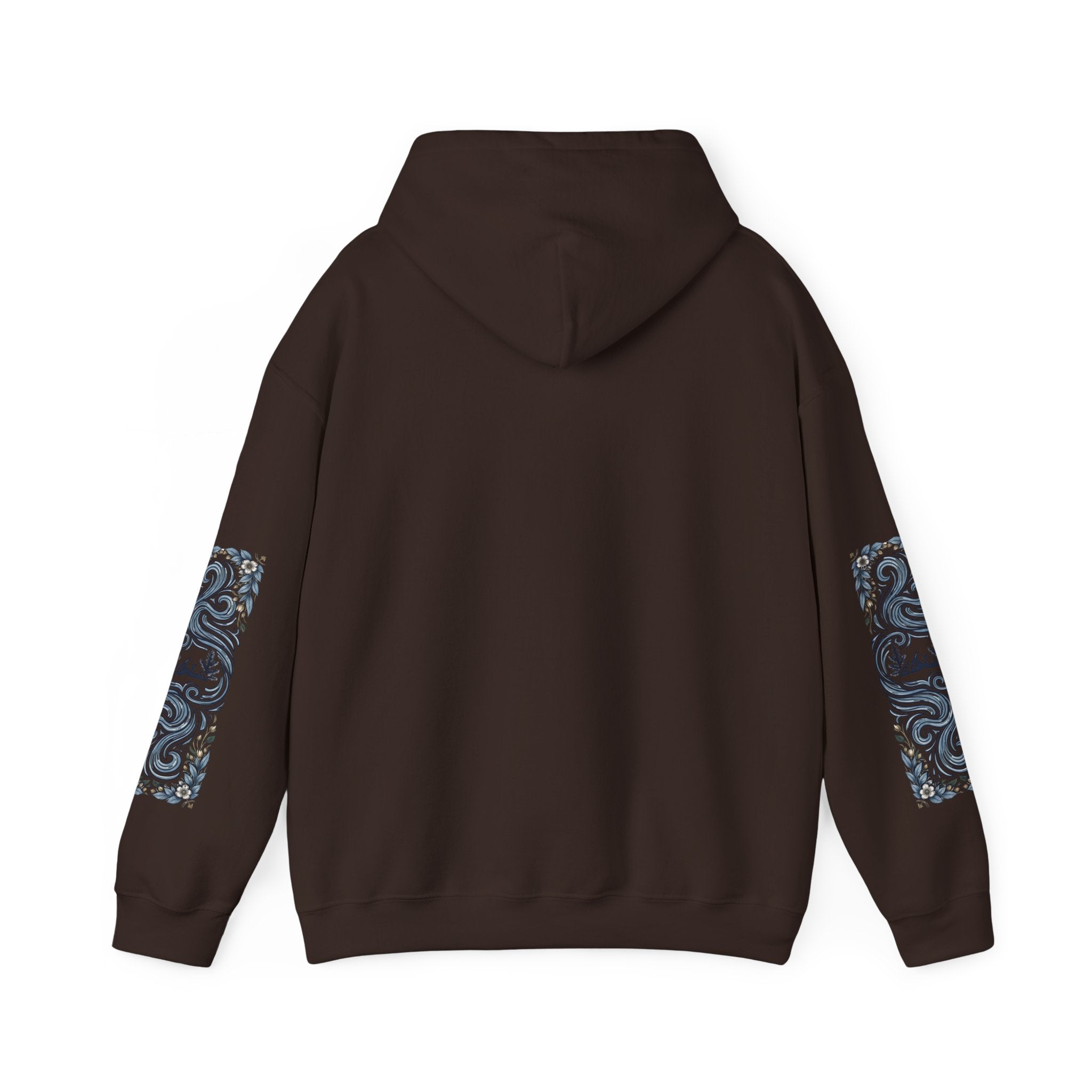 Nature Is Calling Hoodie — Scenic Mountain Graphic Hooded Sweatshirt with Sleeve Paisley Art