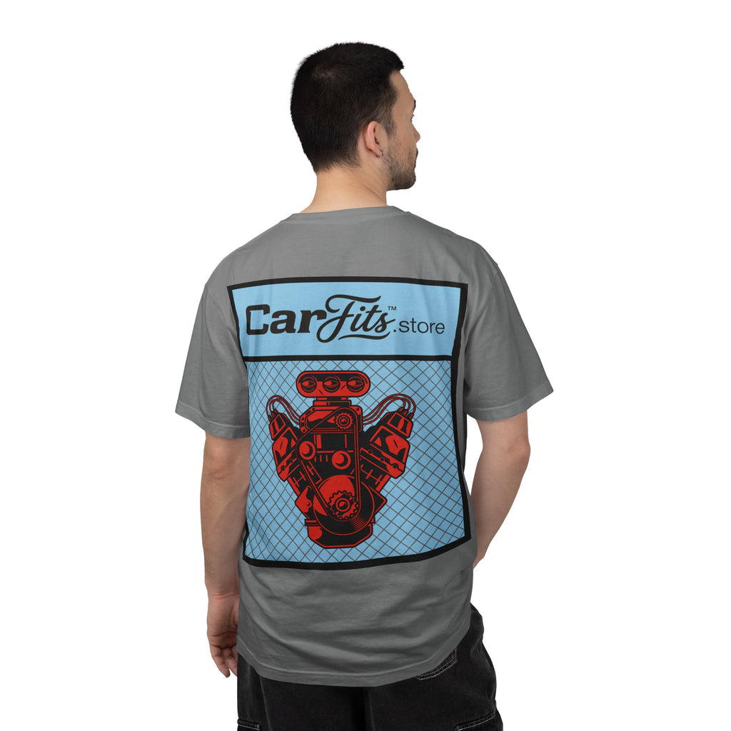 CarFits.store Big Prints T-Shirt — Retro Engine & Scenic Drive