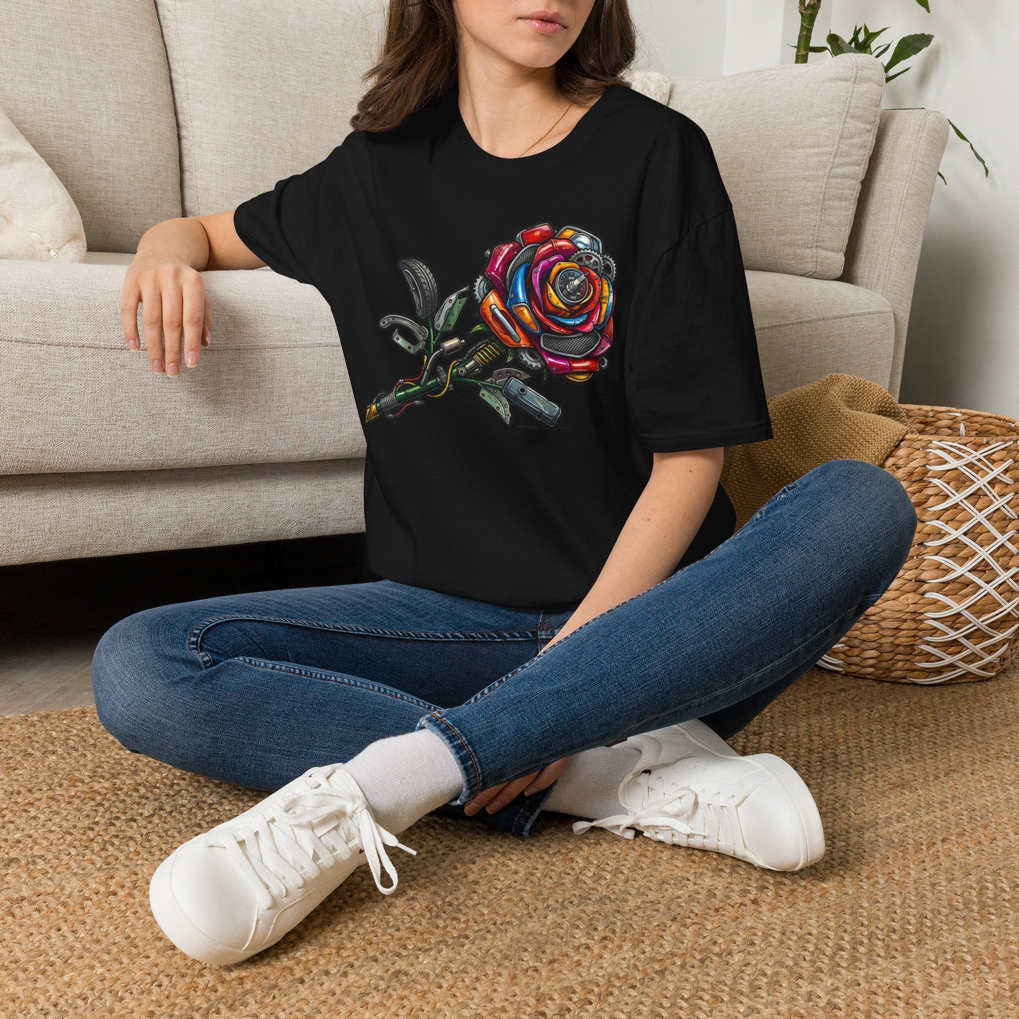 Colorful Mechanical Rose Graphic Tee