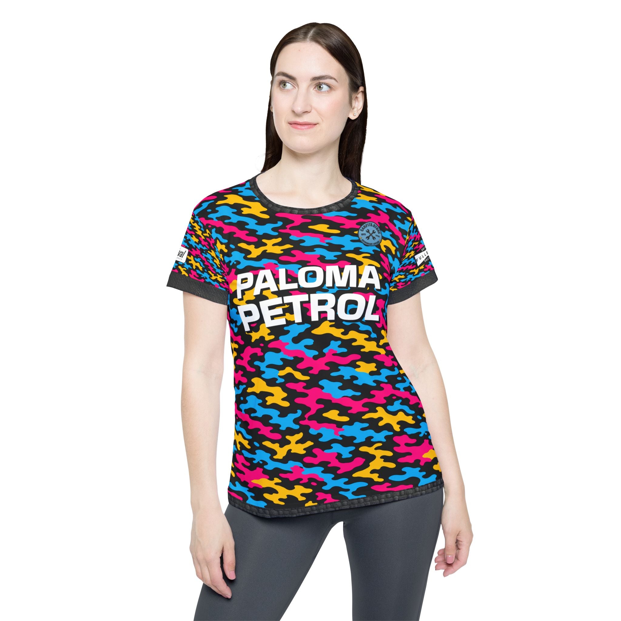 Paloma Petrol Women's Sports Jersey – Neon Camo Team Top with '26' Back Number