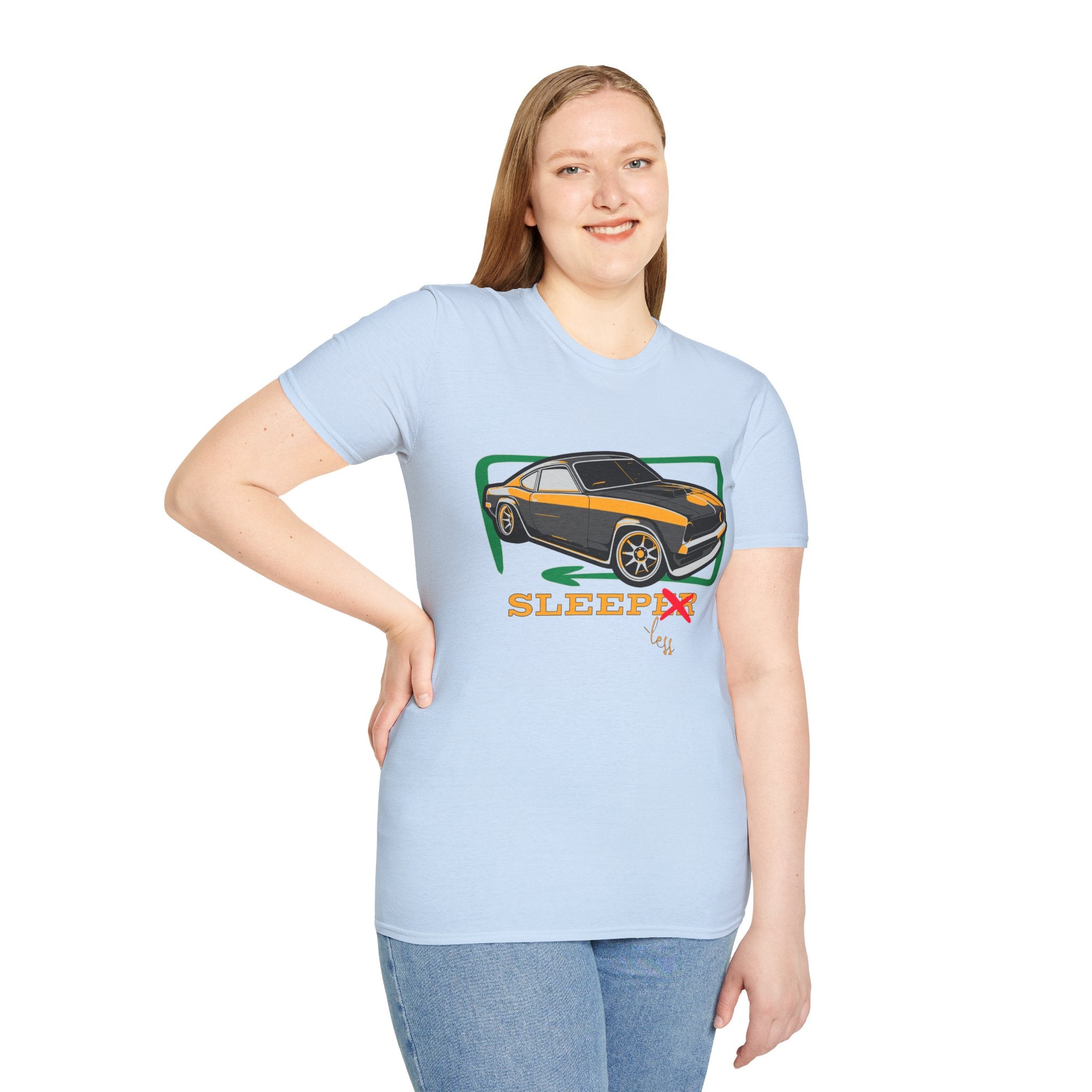 Classic Muscle Car T-Shirt — Retro 'Sleepless' Graphic Tee