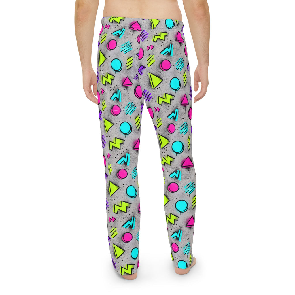 Men's Pajama Pants — Retro 80s Neon Geometric Lounge Pants