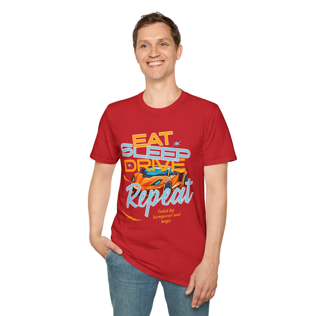 Eat Sleep Drive Repeat T-Shirt — Racing Car Graphic Tee for Motorsport Fans