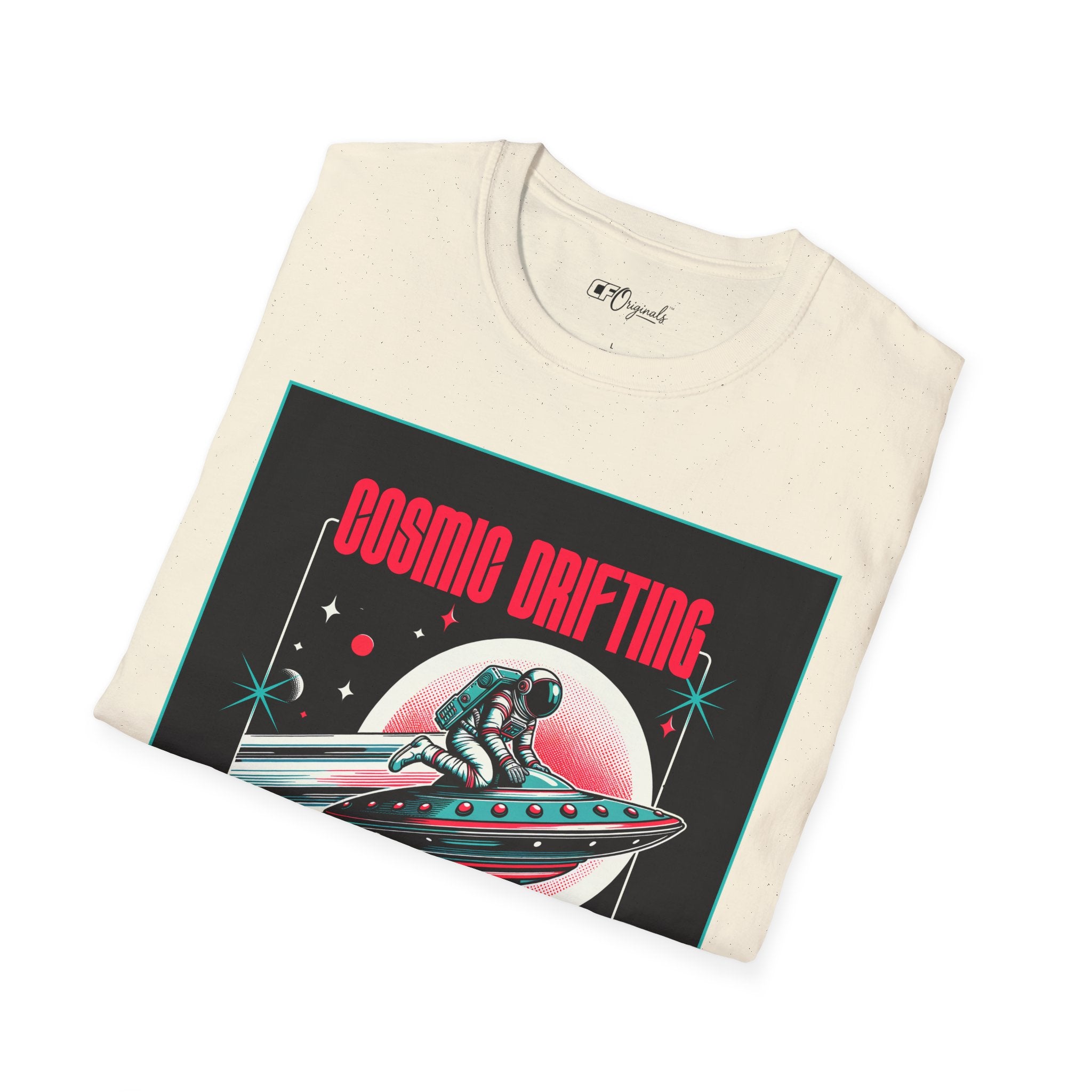 Cosmic Drifting T-Shirt — Retro Astronaut & UFO Vintage Space Tee