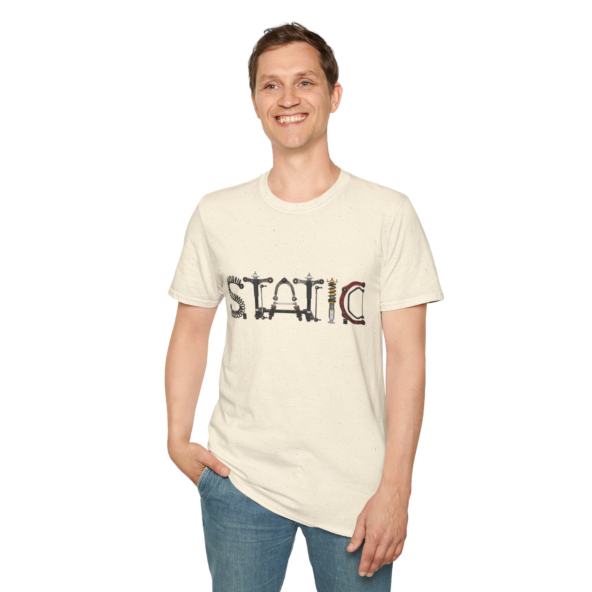 Static Graphic T-Shirt — Industrial Parts Lettering Tee