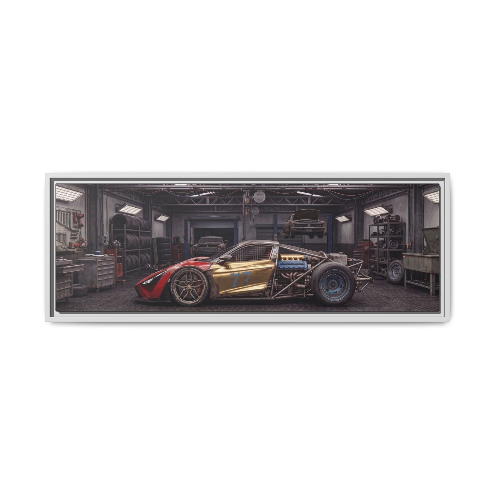 Framed Matte Canvas Supercar Rat Rod - Car Garage Wall Art