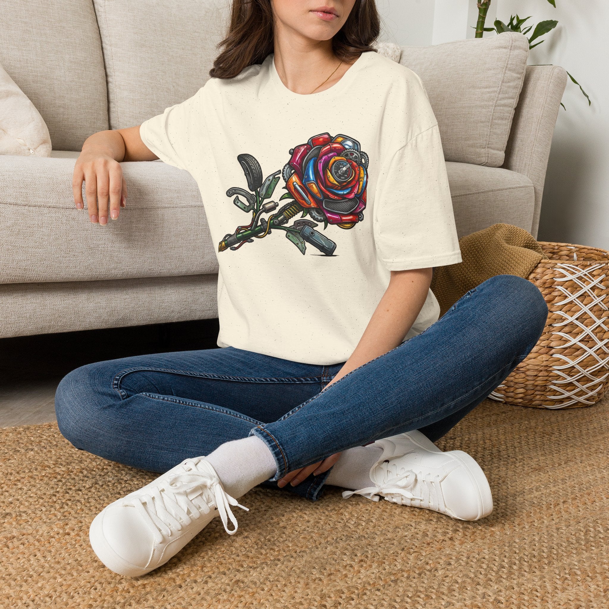 Colorful Mechanical Rose Graphic Tee