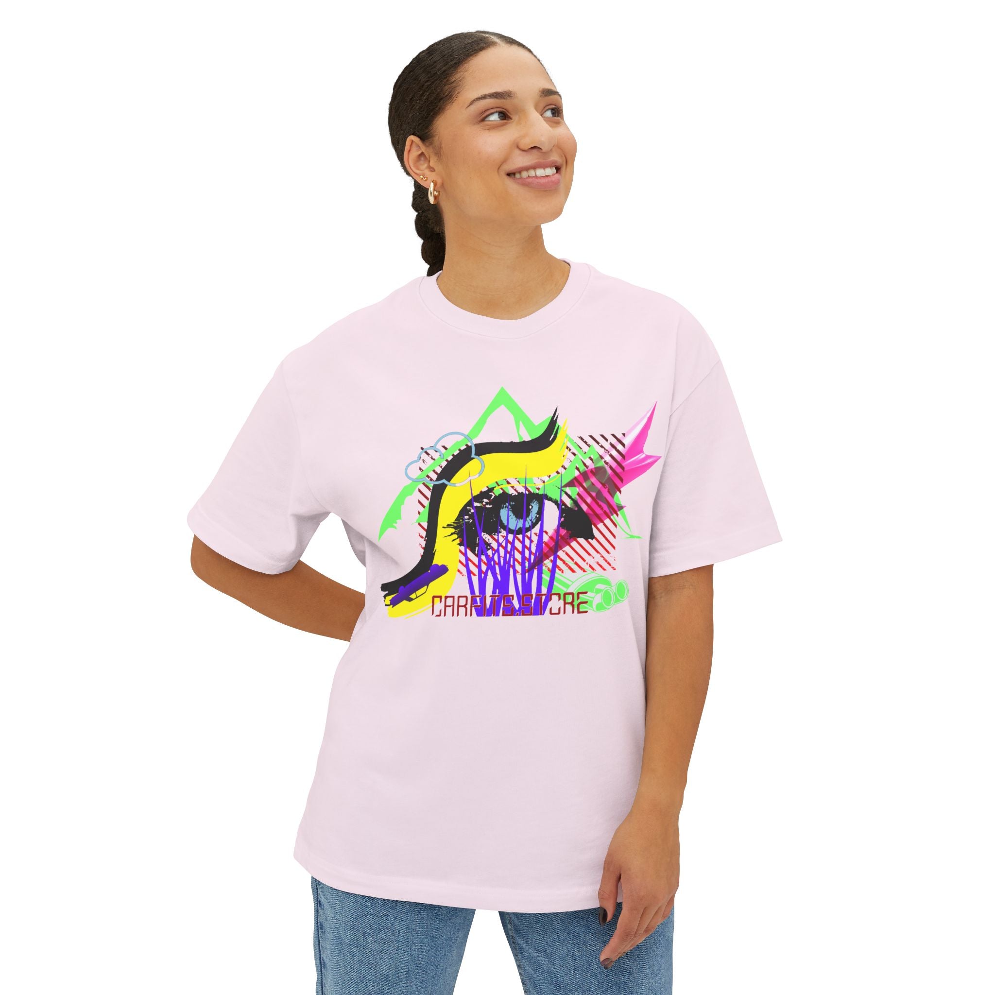 Neon Eye Boxy Tee — Retro Roadside Art Graphic Tee