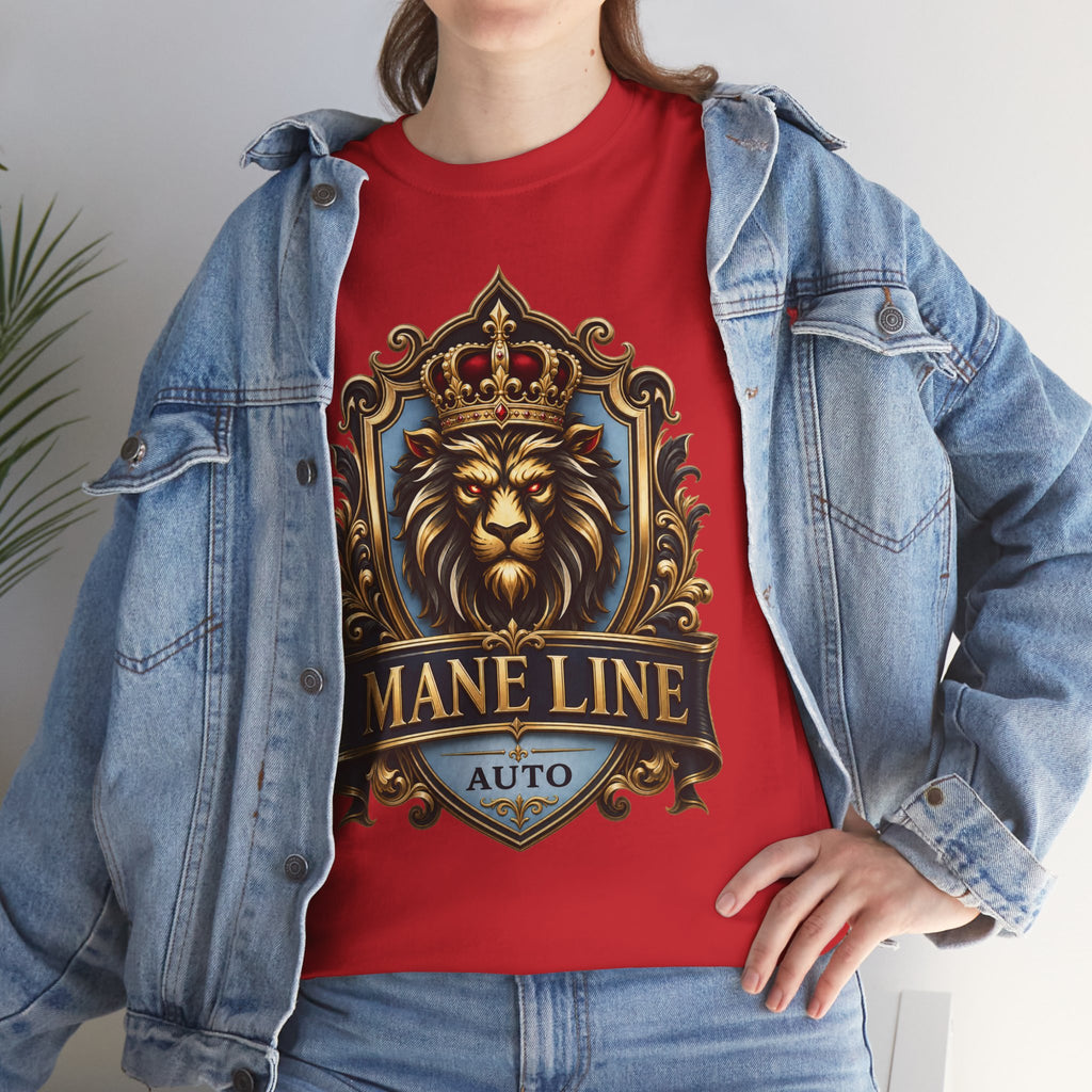 Lion Crest Tee — "Mane Line Auto" Vintage Heraldic Graphic Shirt